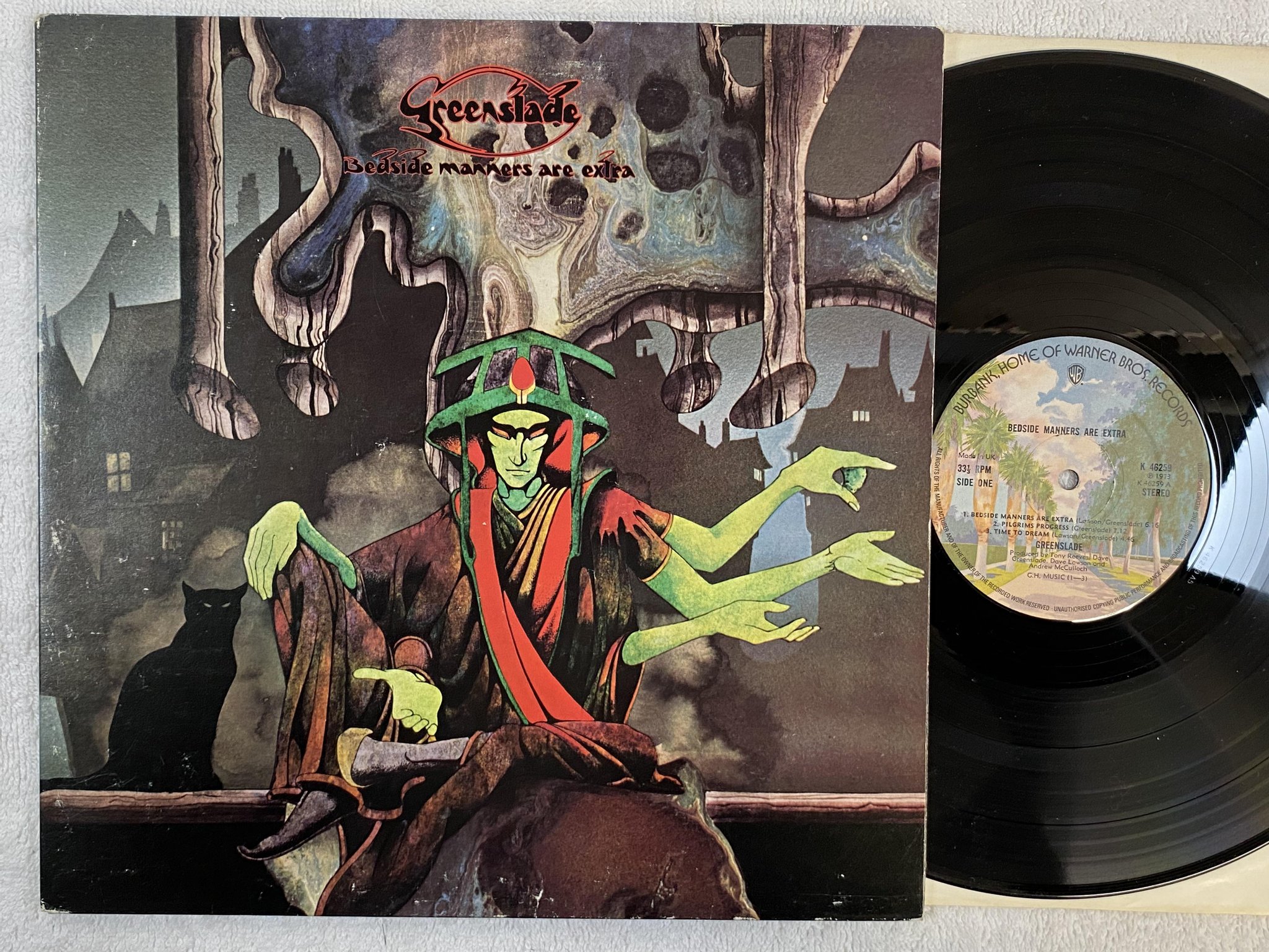 Omslagsbild för skivan GREENSLADE Bedside Manners Are Extra LP -73 UK WARNER BROS K 46259
