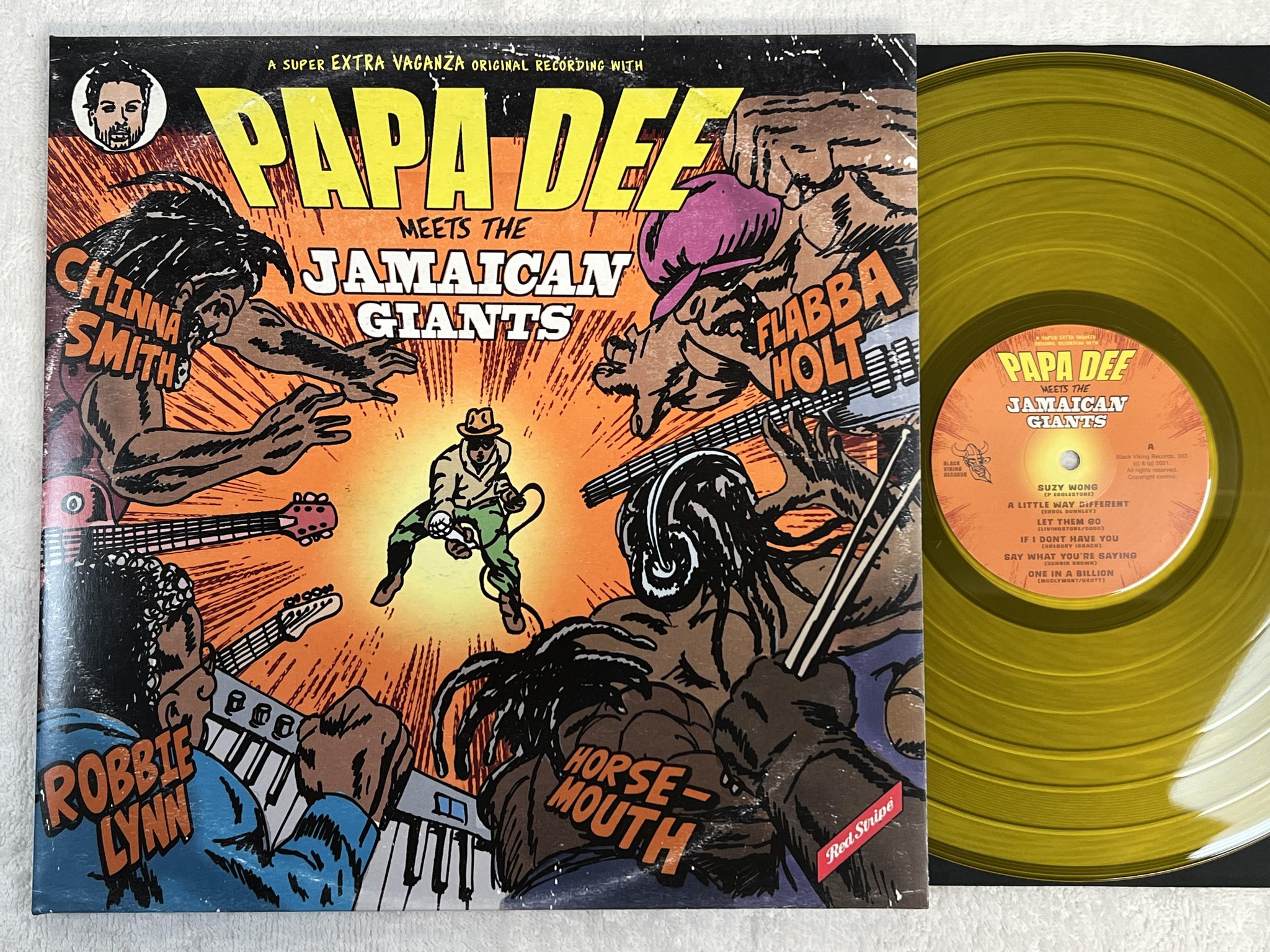 Omslagsbild för skivan PAPA DEE meets THE JAMAICAN GIANTS LP 2022 Swe BLACK VIKING BVR003
