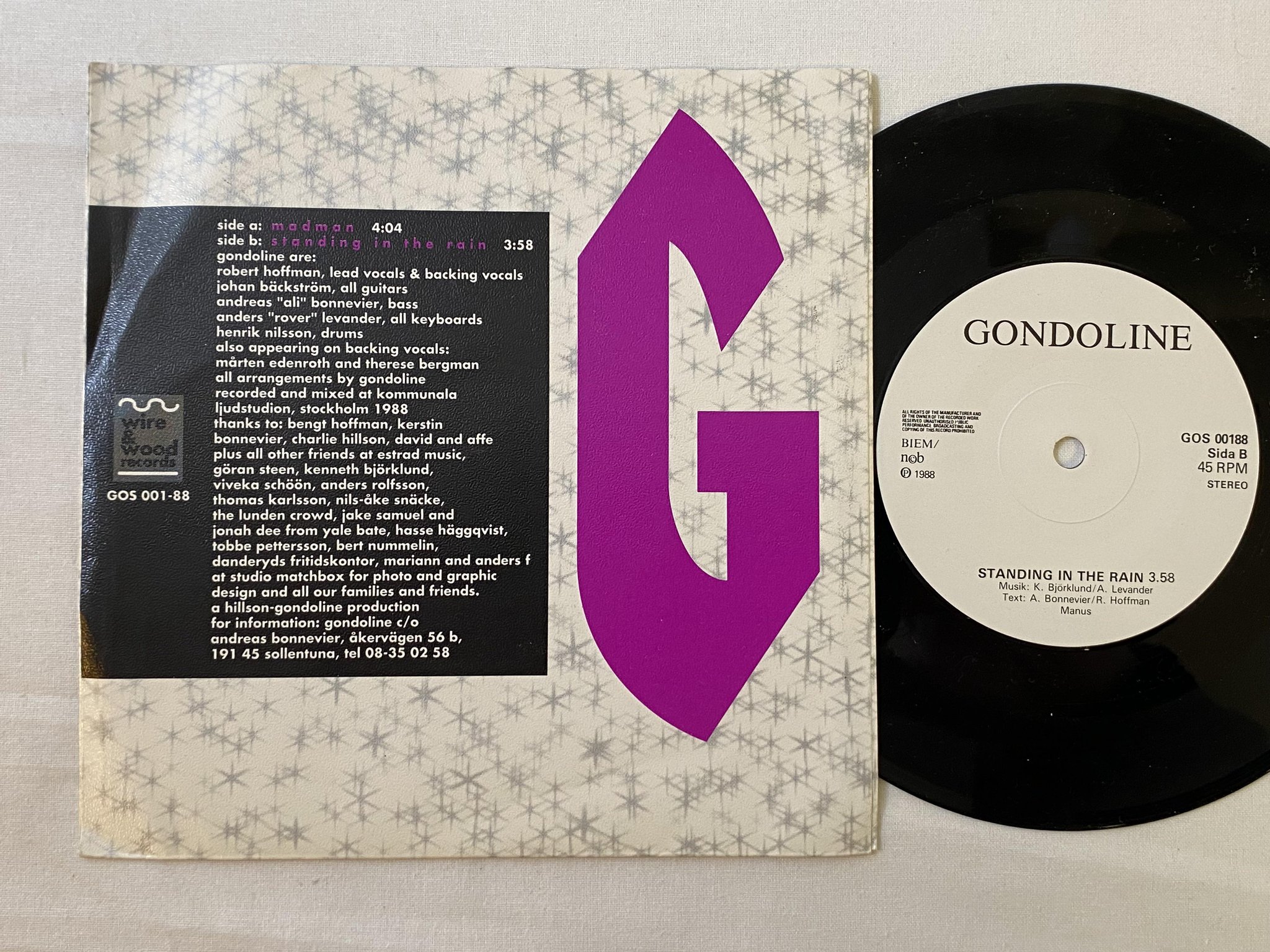 Omslagsbild för skivan GONDOLINE madman 7" -88 Swe WIRE & WOOD GOS 001