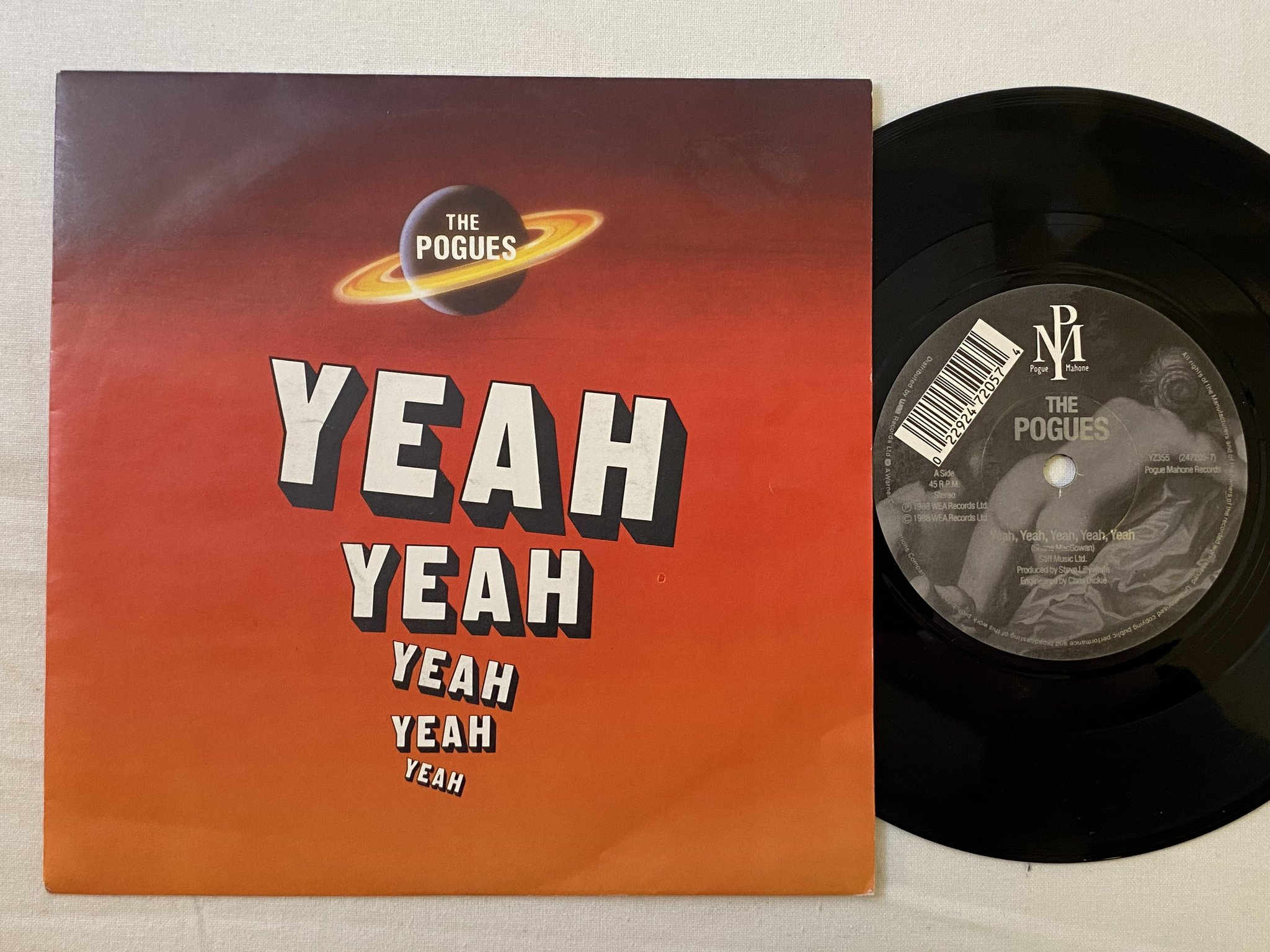 Omslagsbild för skivan THE POGUES Yeah, Yeah, Yeah, Yeah, Yeah 7" -88 pogue mahone 247205-7