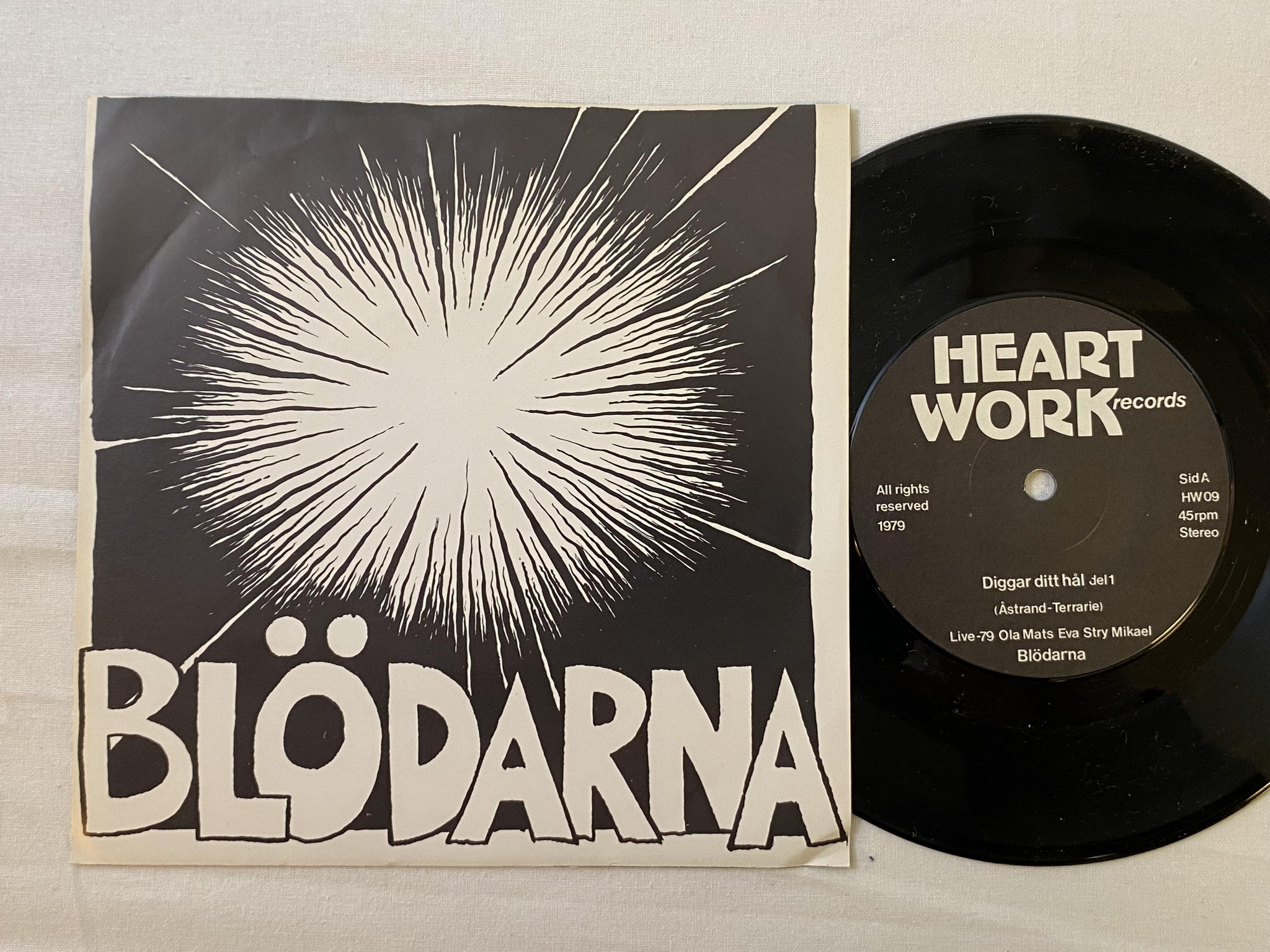 Omslagsbild för skivan BLÖDARNA Diggar Ditt Hål 7" -79 Swe HEARTWORK HW 09 *** RARE ***