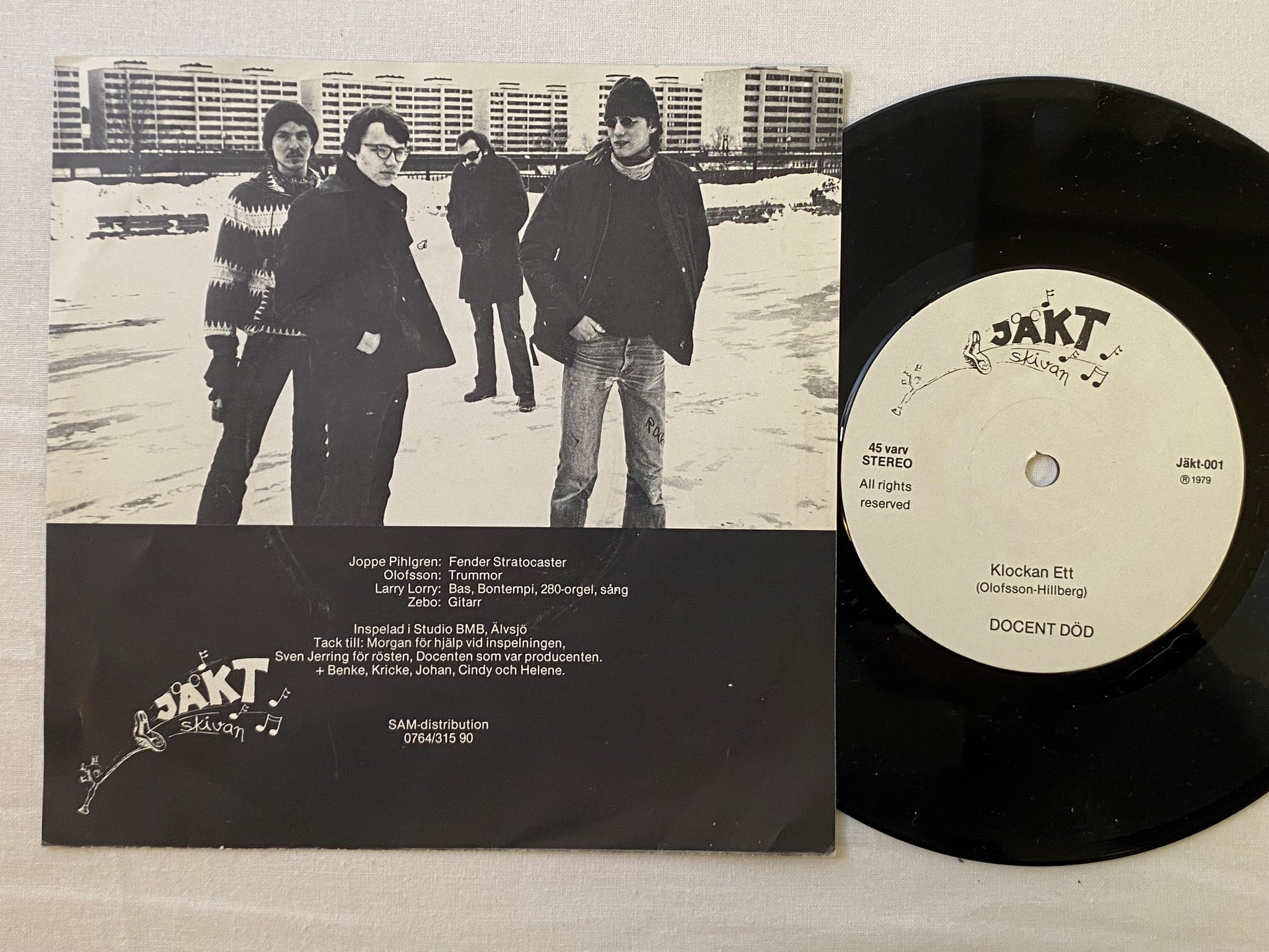Omslagsbild för skivan DOCENT DÖD Sven Jerrings Röst 7" -79 Swe JÄKTSKIVAN JÄKT 001
