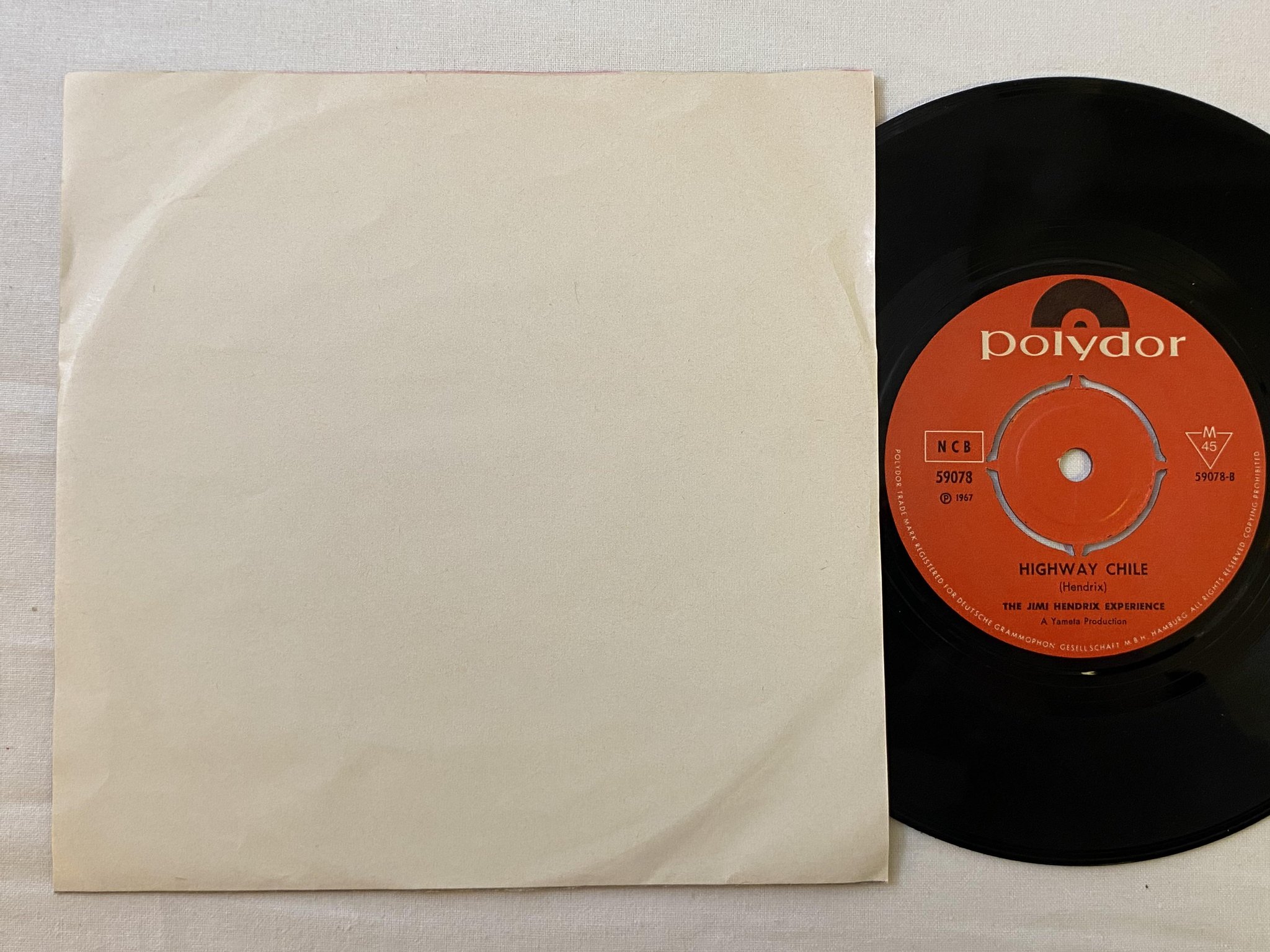 Omslagsbild för skivan JIMI HENDRIX The Wind Cries Mary 7" -67 POLYDOR 59078 *** psych rock ***