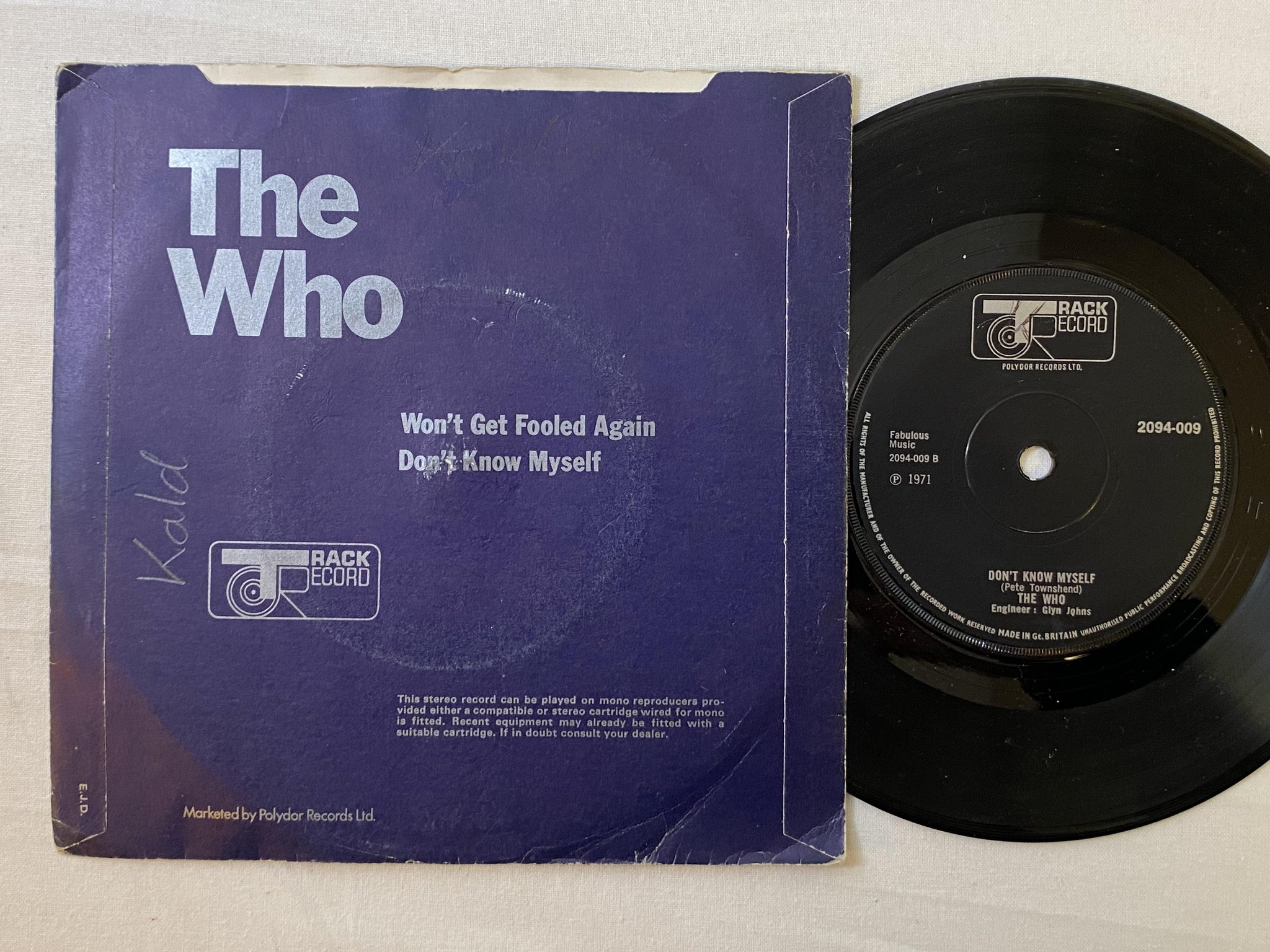Omslagsbild för skivan THE WHO won't get fooled again 7" -71 UK TRACK 2094-009