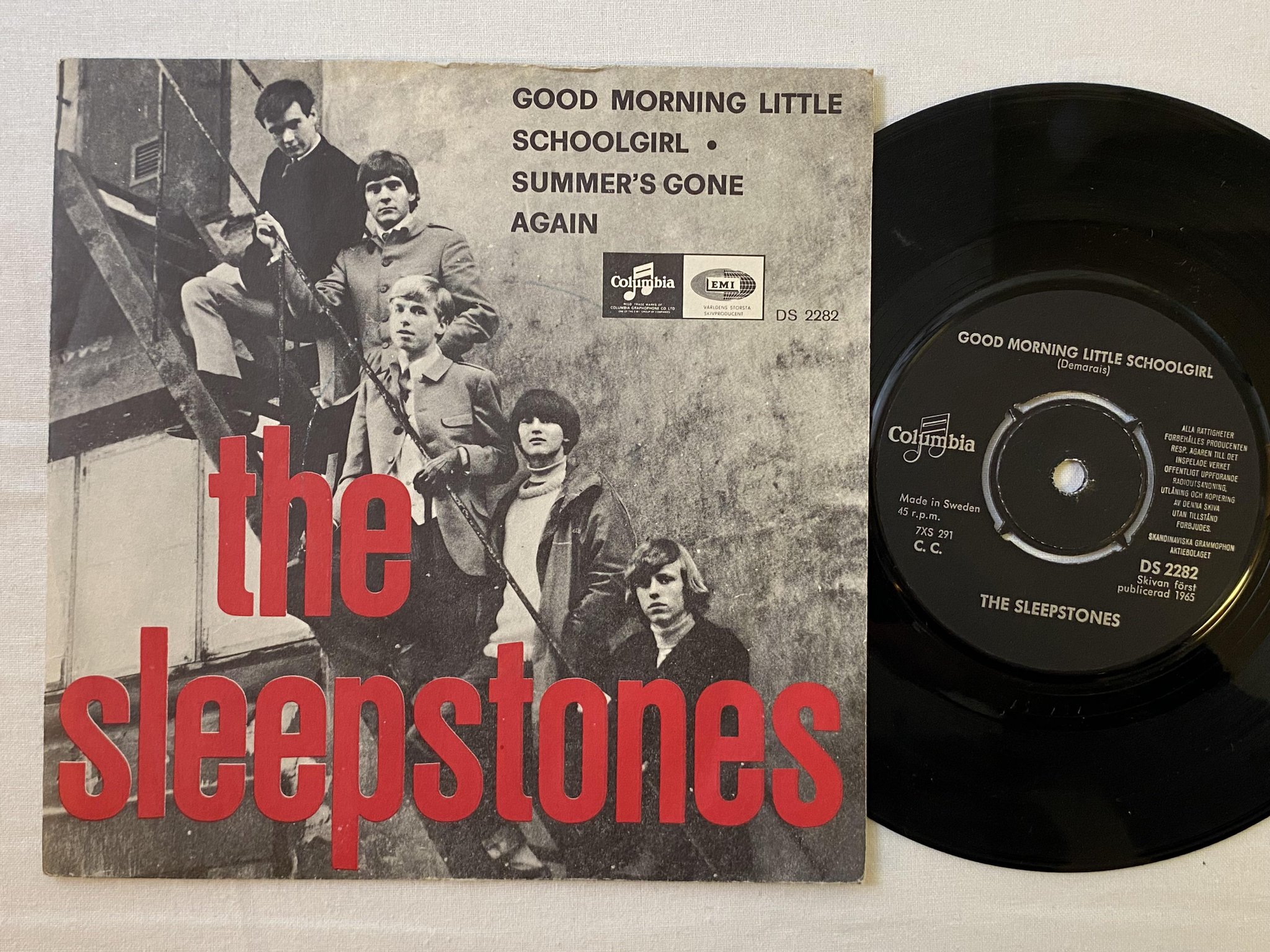 Omslagsbild för skivan THE SLEEPSTONES Good Morning Li 7" -65 Swe COLUMBIA DS 2282