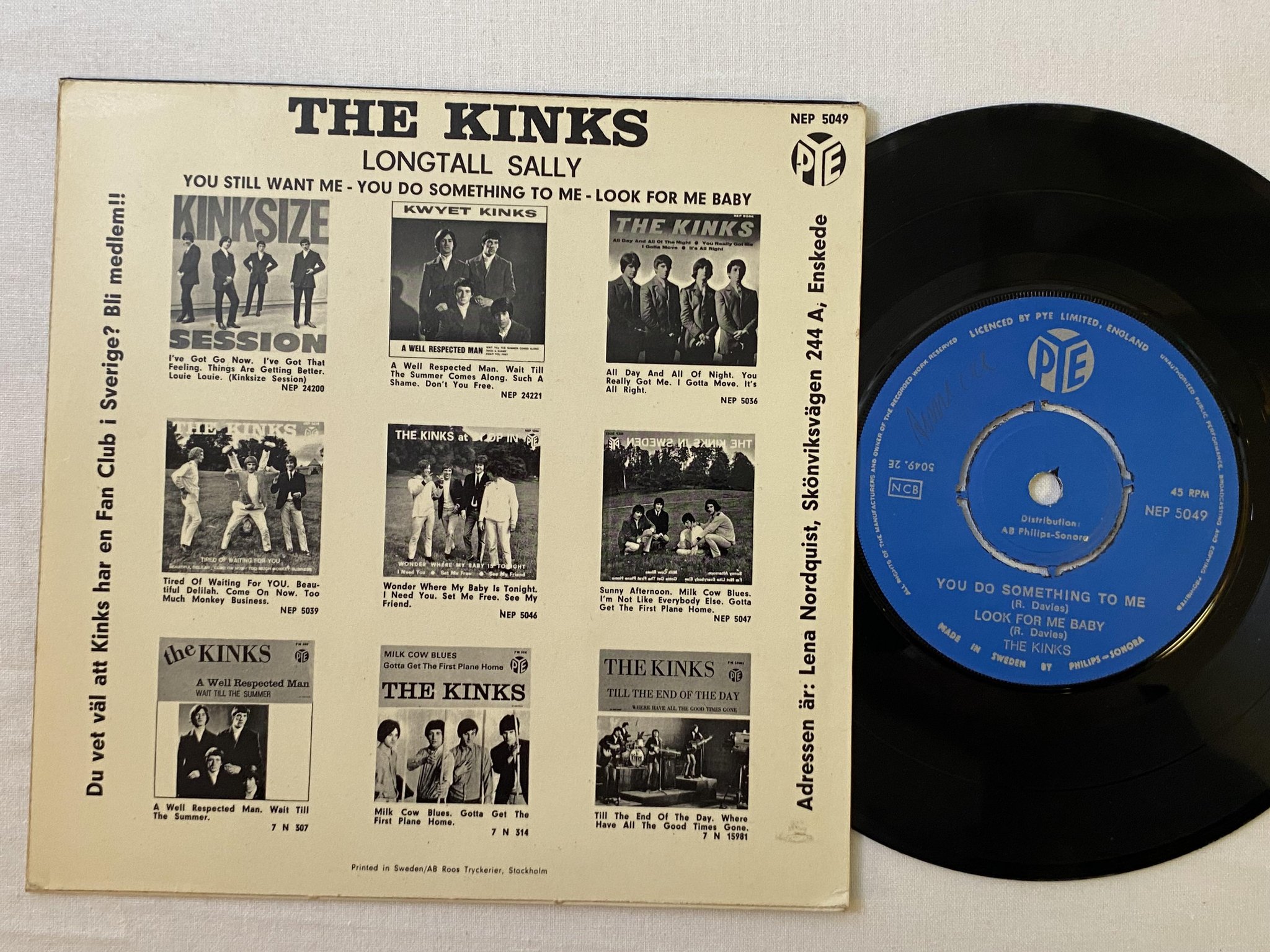 Omslagsbild för skivan THE KINKS Longtall Sally 7"ep -66 Swe PYE NEP 5049