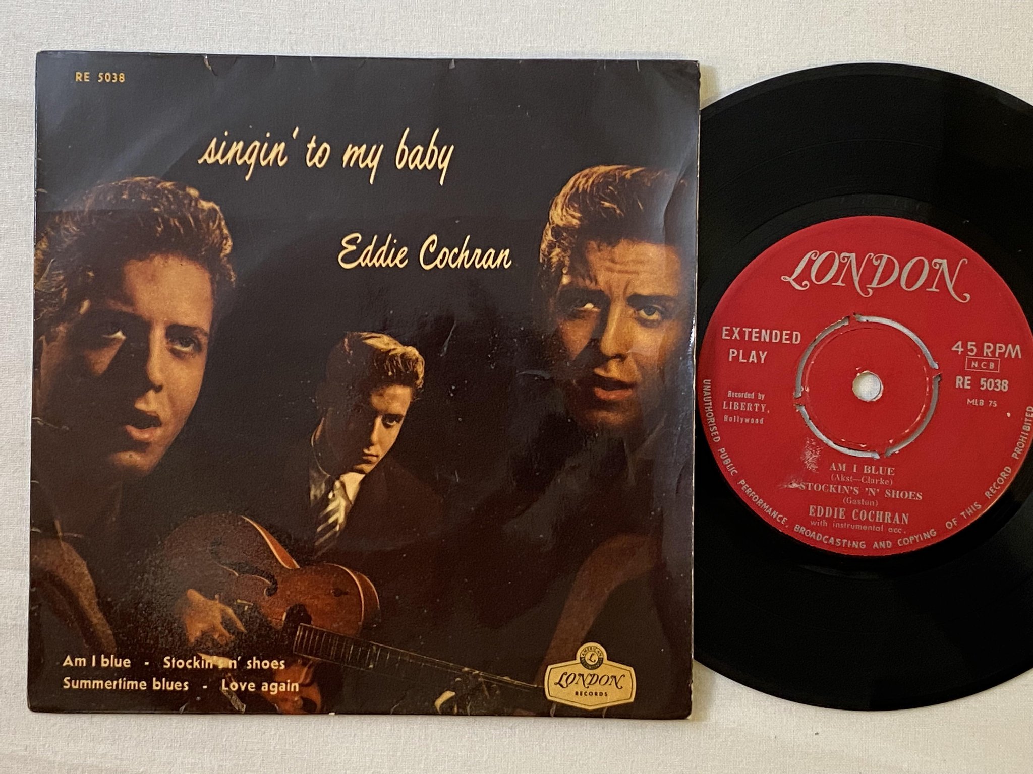 Omslagsbild för skivan EDDIE COCHRAN singin' to my baby 7"ep -58 Swe LONDON RE 5038 ** mega rare **
