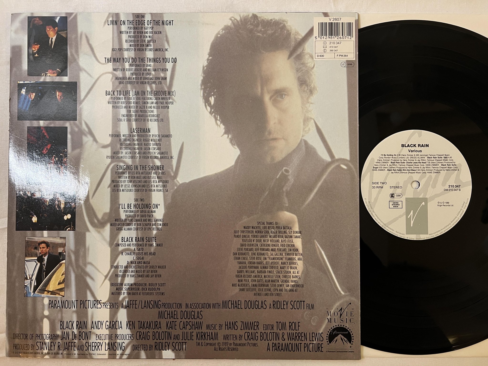 Omslagsbild för skivan V/A Black Rain LP -89 VIRGIN 210 347