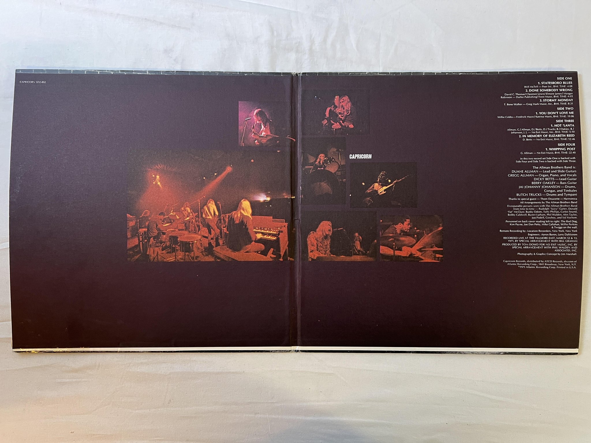 Omslagsbild för skivan THE ALLMAN BROTHERS At Fillmore East 2xLP -71 US CAPRICORN SD 2-802