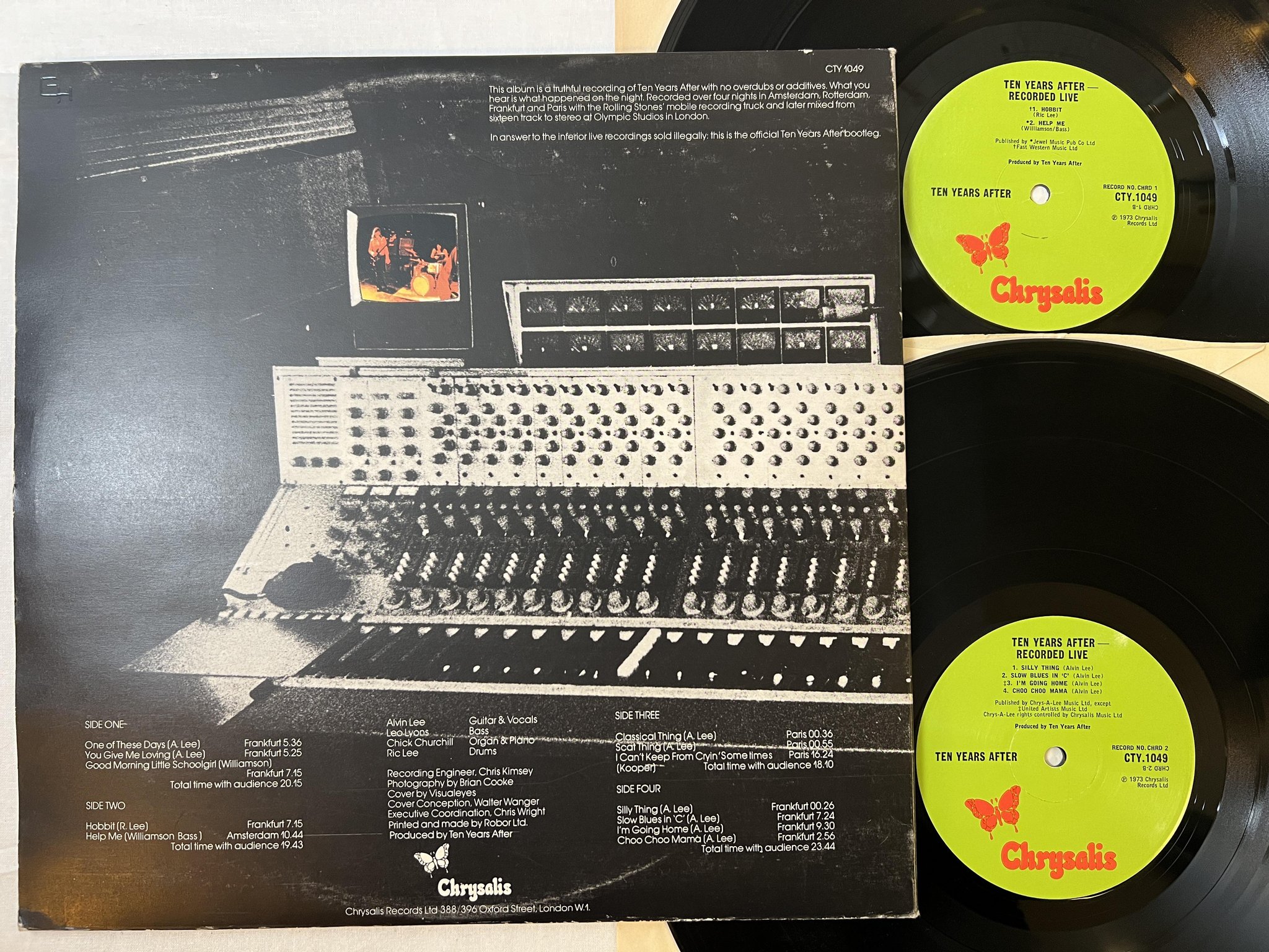Omslagsbild för skivan TEN YEARS AFTER recorded live 2xLP -73 UK CHRYSALIS CTY 1049