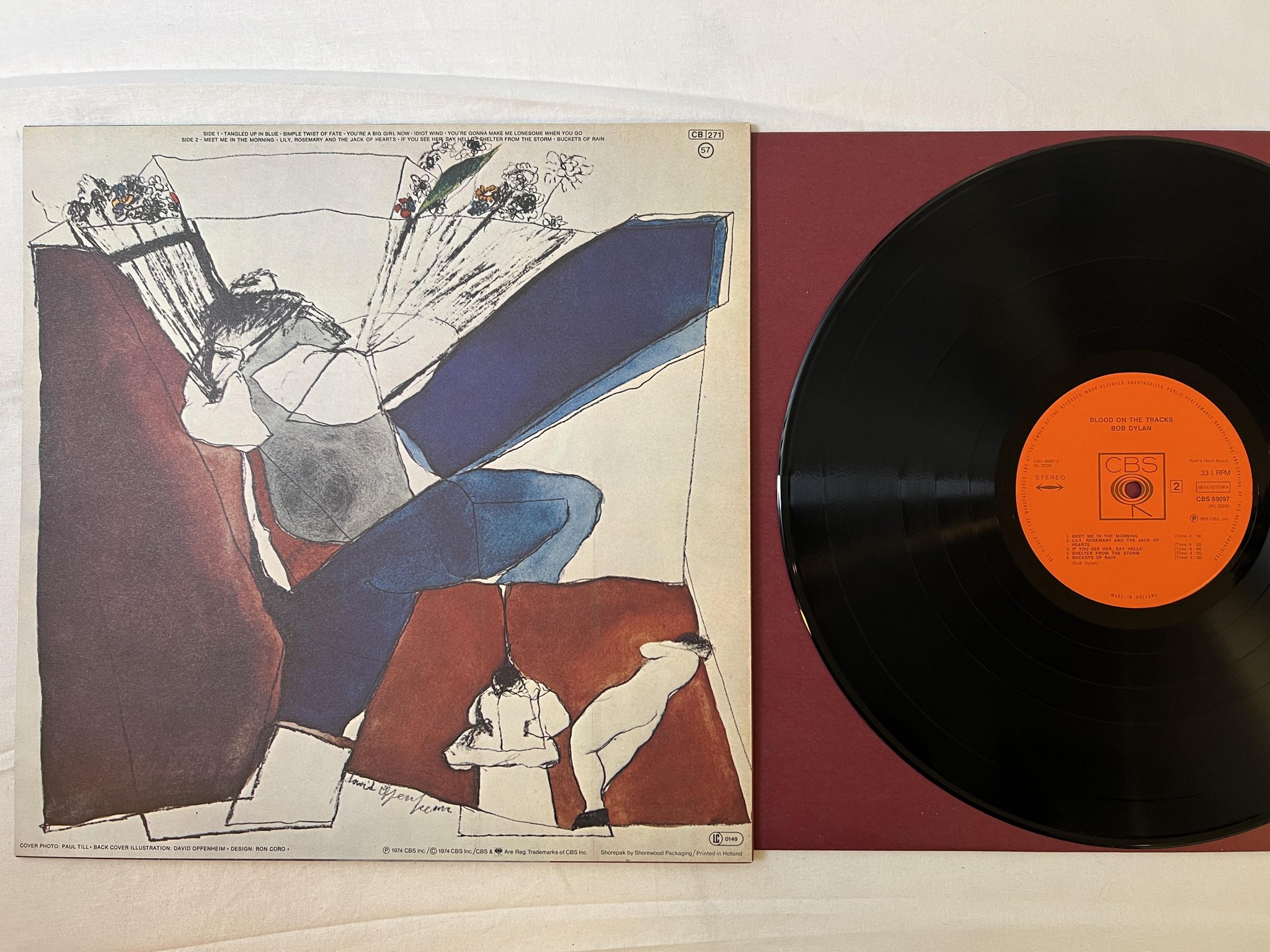 Omslagsbild för skivan BOB DYLAN blood on the tracks LP -75 Hol CBS 69097