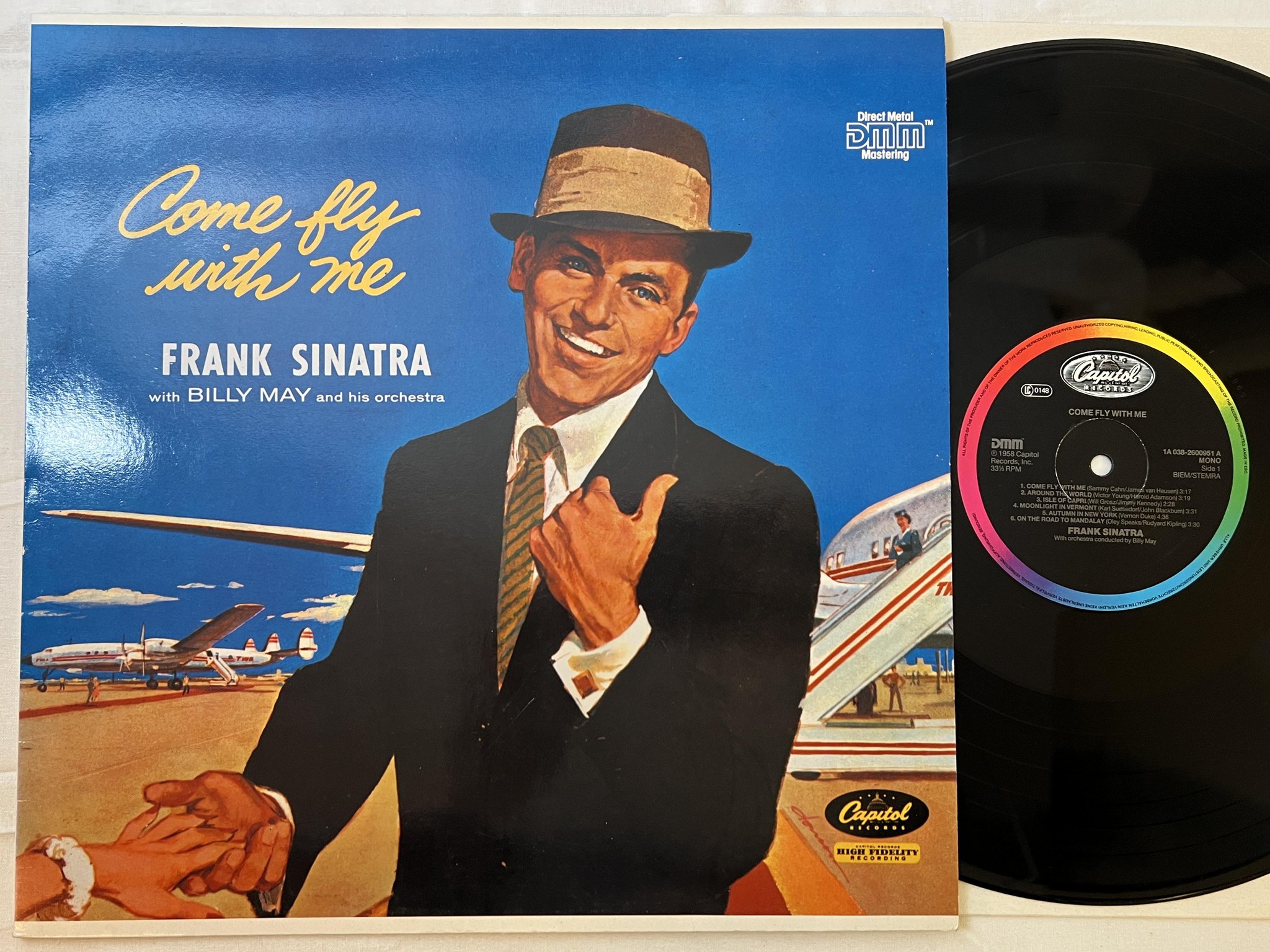 Omslagsbild för skivan FRANK SINATRA come fly with me LP re Hol CAPITOL 1A 038-2600951
