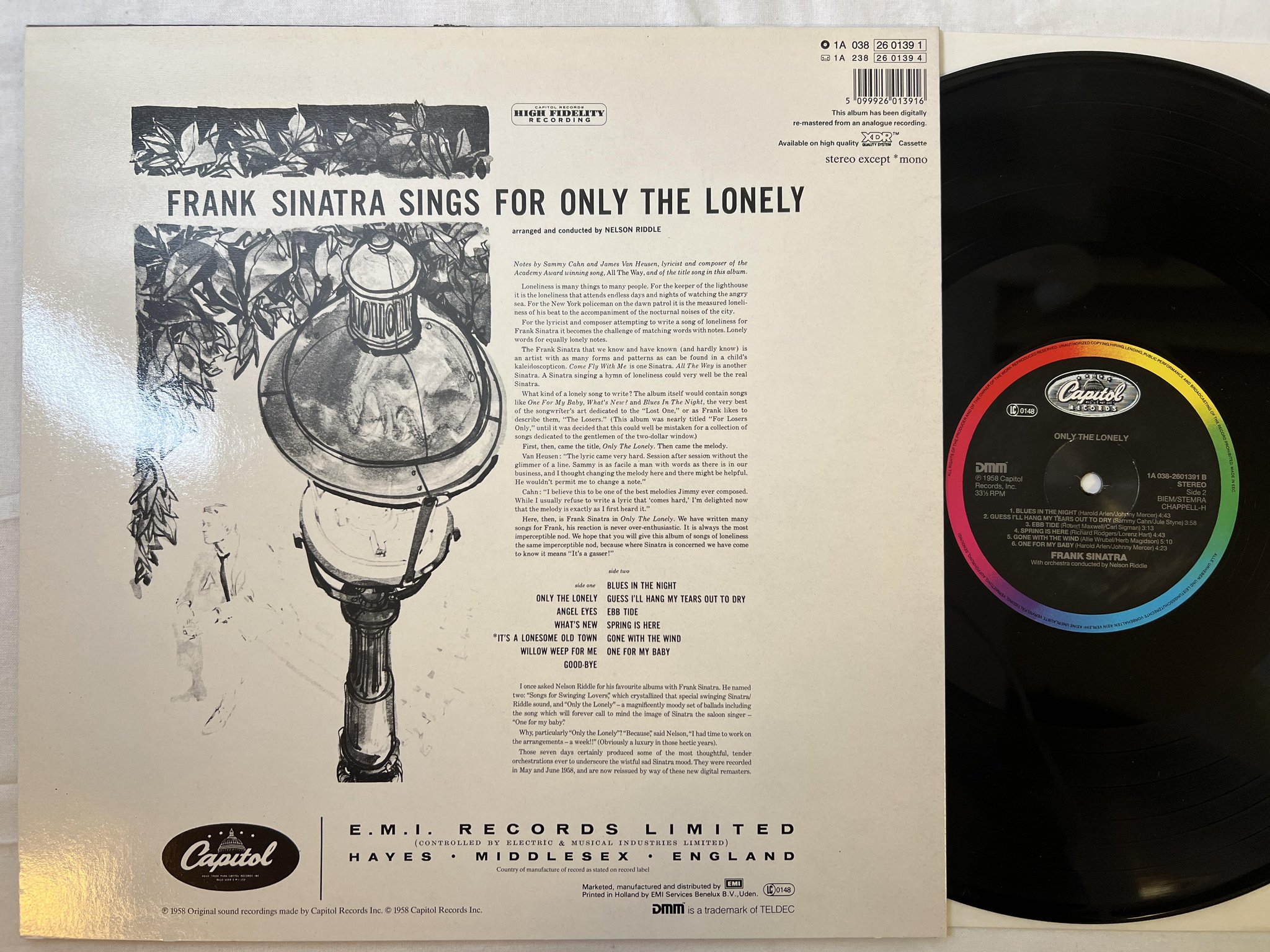 Omslagsbild för skivan FRANK SINATRA only the lonely LP re Hol CAPITOL 1A 038-2601391