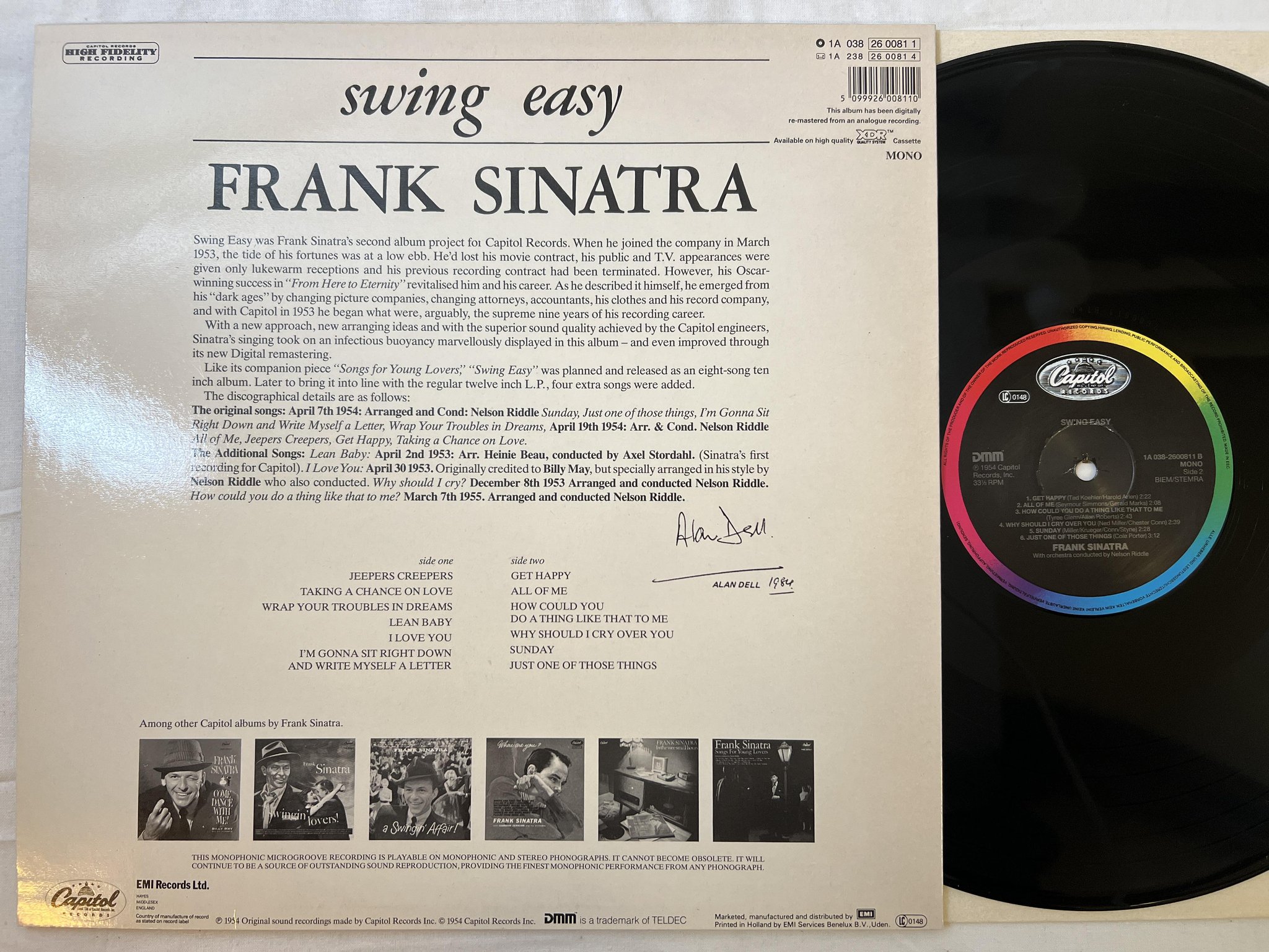Omslagsbild för skivan FRANK SINATRA swing easy LP re Hol CAPITOL 1A 038-2600811