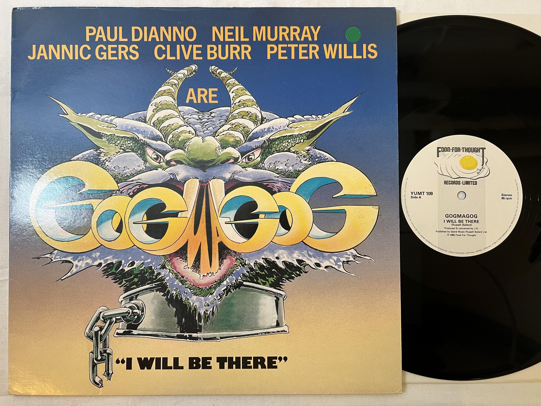 Omslagsbild för skivan GOMAGOG I Will Be There 12"ep -85 UK FOOD FOR THOUGHT YUMT 109