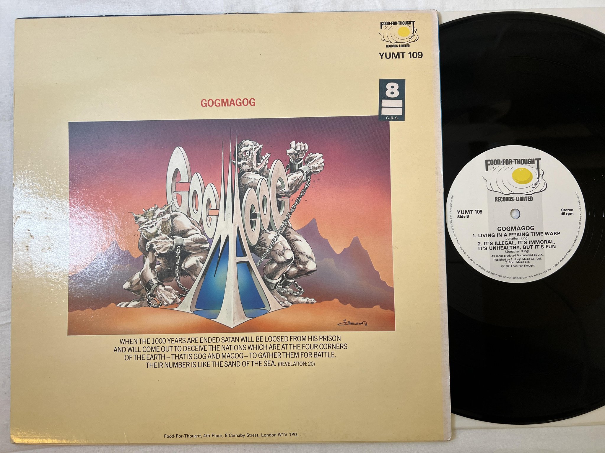 Omslagsbild för skivan GOMAGOG I Will Be There 12"ep -85 UK FOOD FOR THOUGHT YUMT 109