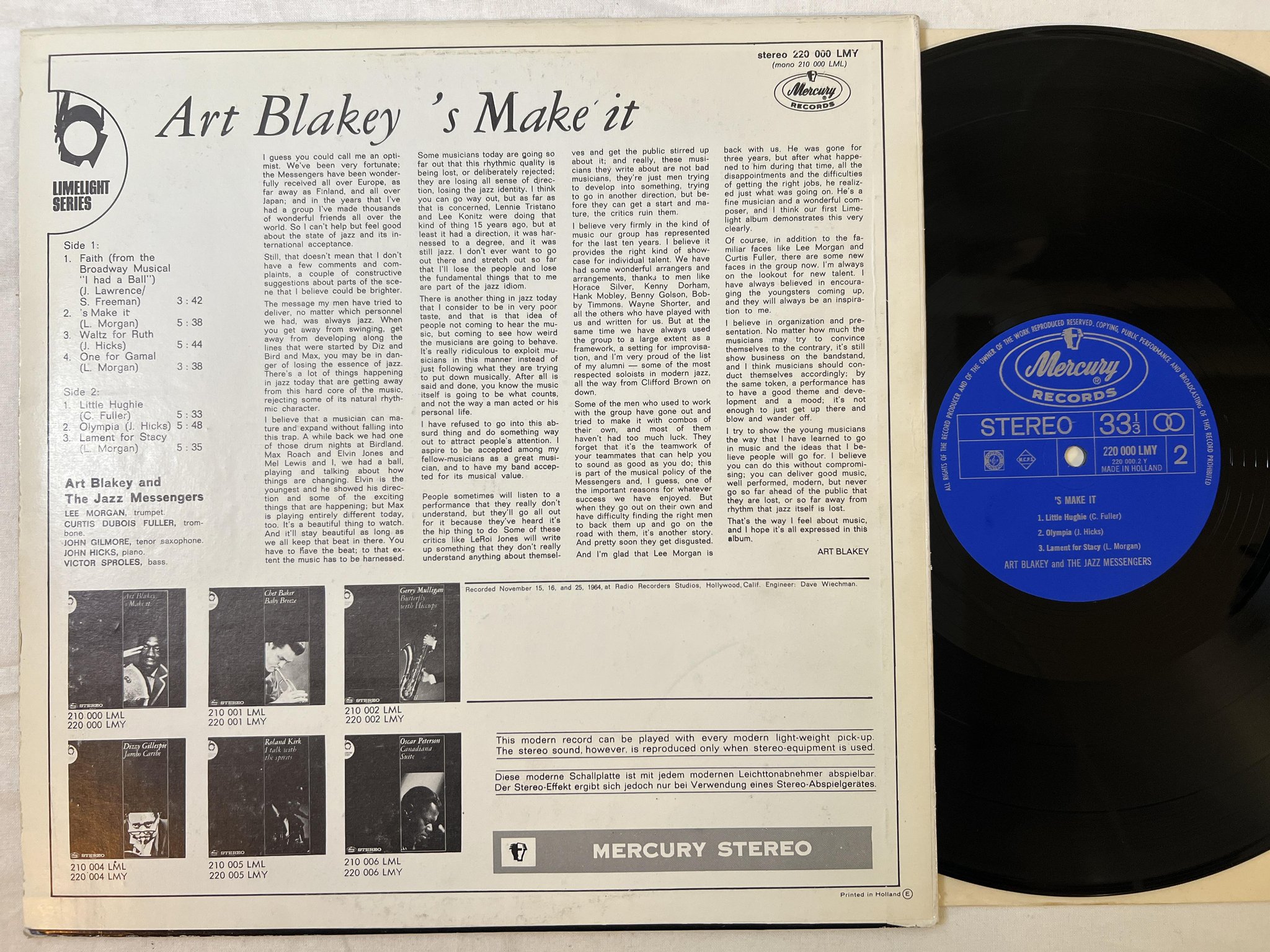 Omslagsbild för skivan ART BLAKEY 's make it LP Hol MERCURY 220 000 LMY