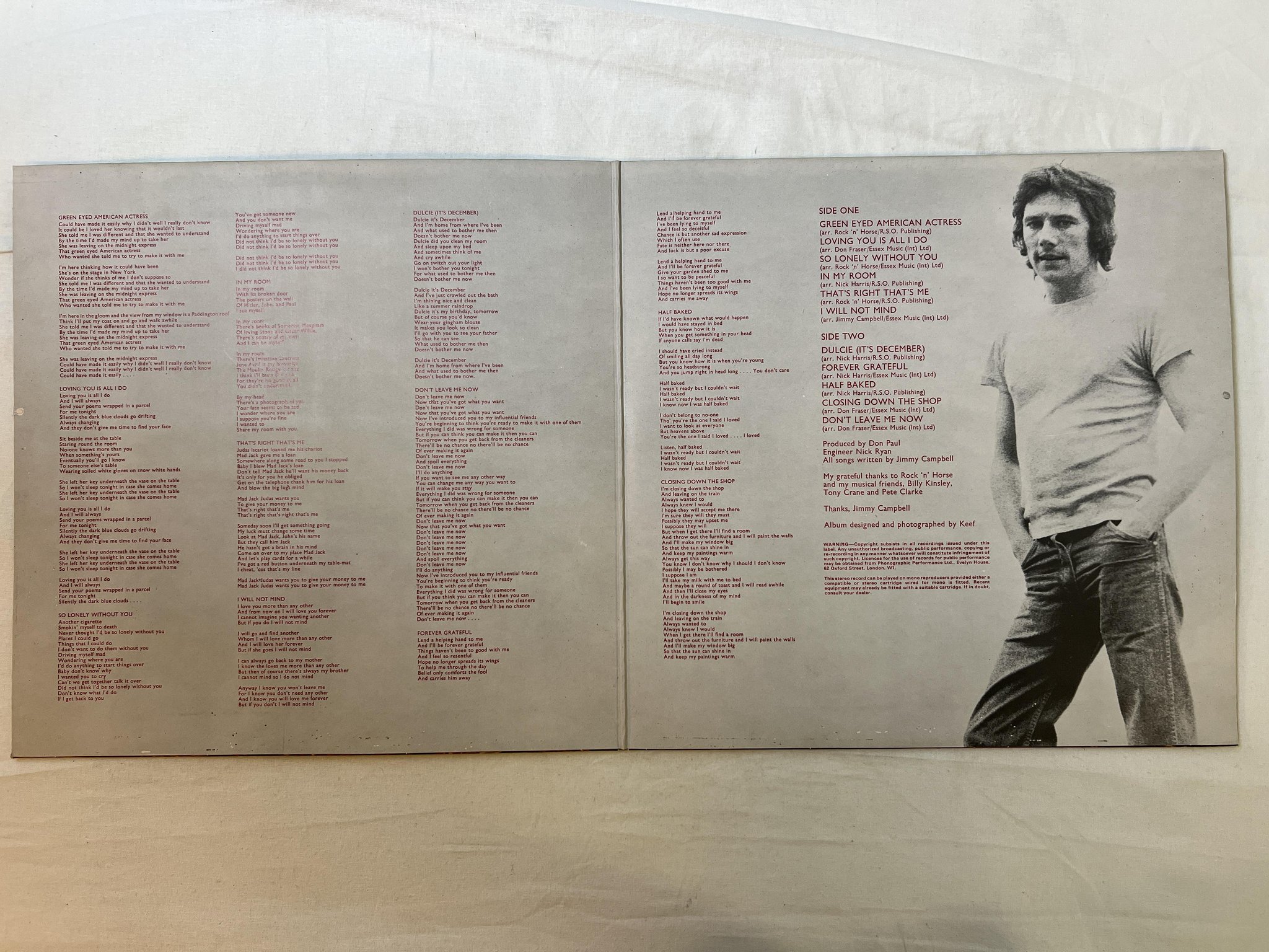 Omslagsbild för skivan JIMMY CAMPBELL half baked LP -70 UK VERTIGO 6360 010 *** R A R E ***