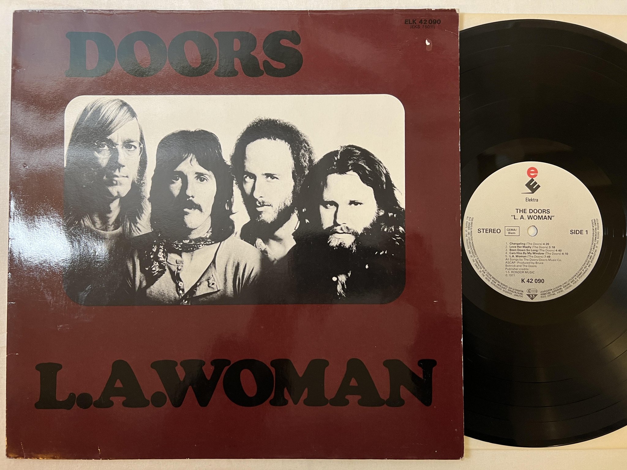 Omslagsbild för skivan THE DOORS L.A. woman LP re Ger ELEKTRA K 42 090