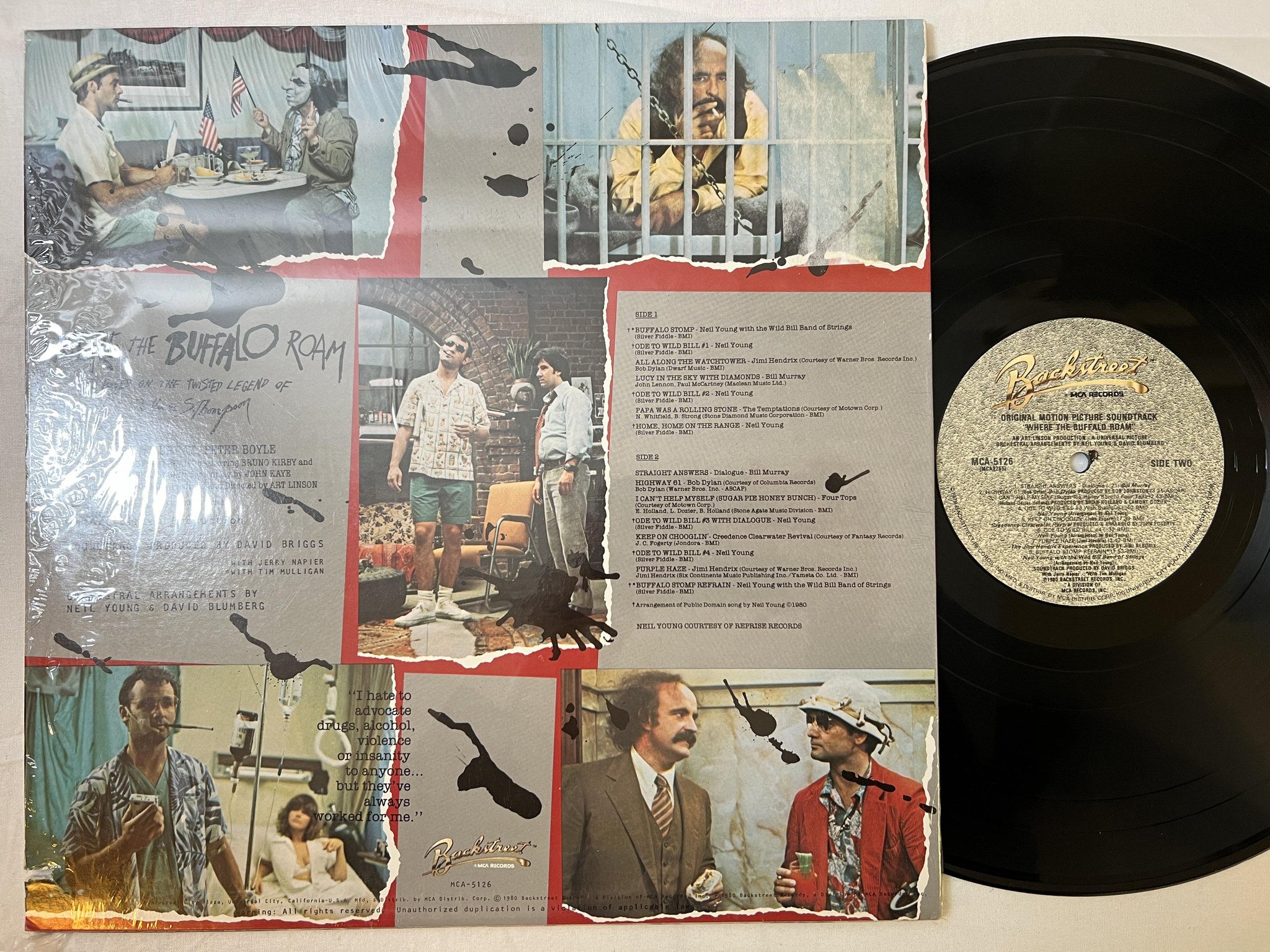 Omslagsbild för skivan V/A Where The Buffalo Roam LP -80 US MCA 5126 *** soundtrack ***