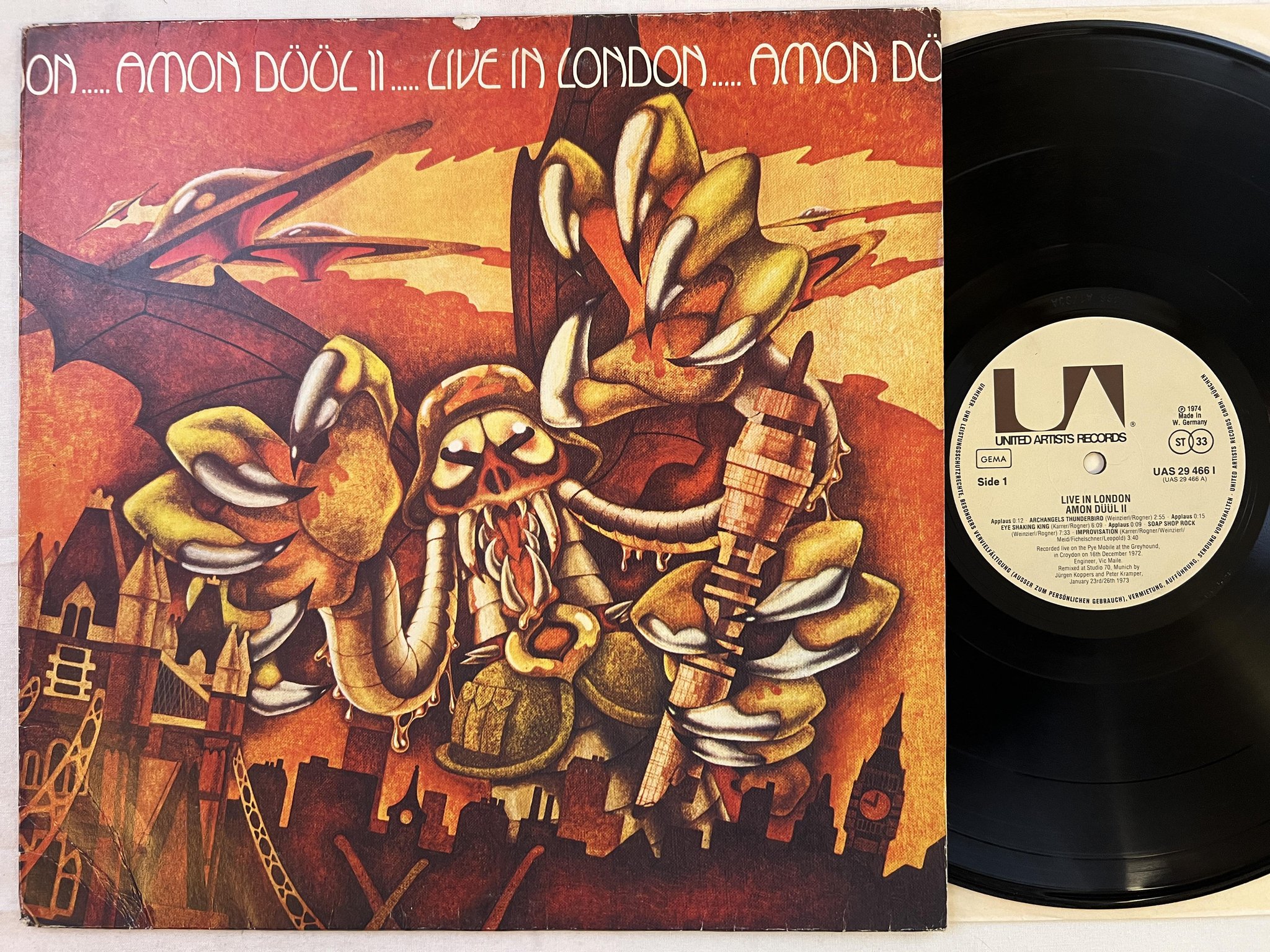 Omslagsbild för skivan AMON DUUL II live in London LP -74 Ger UNITED UAS 29 466 I