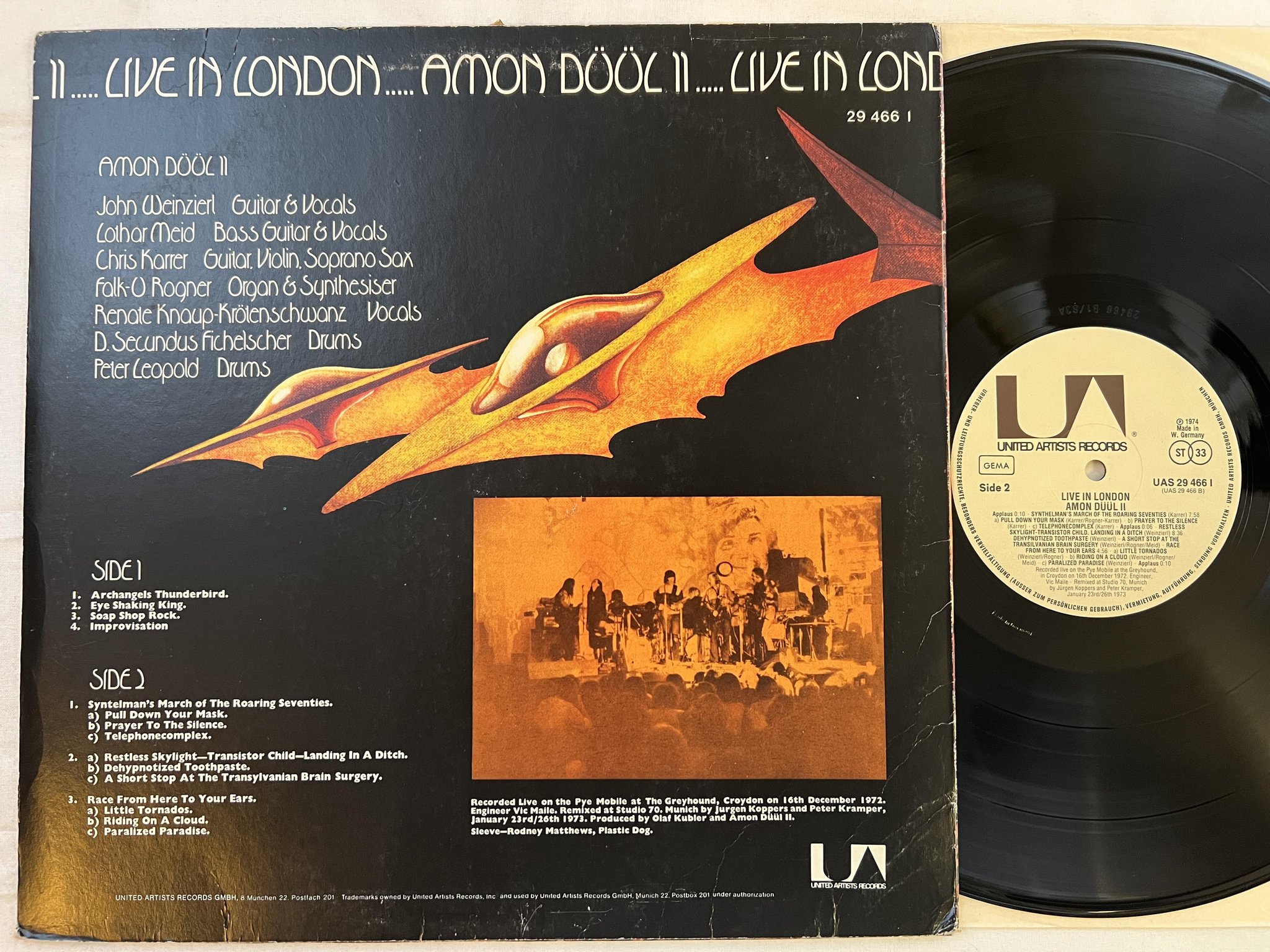 Omslagsbild för skivan AMON DUUL II live in London LP -74 Ger UNITED UAS 29 466 I