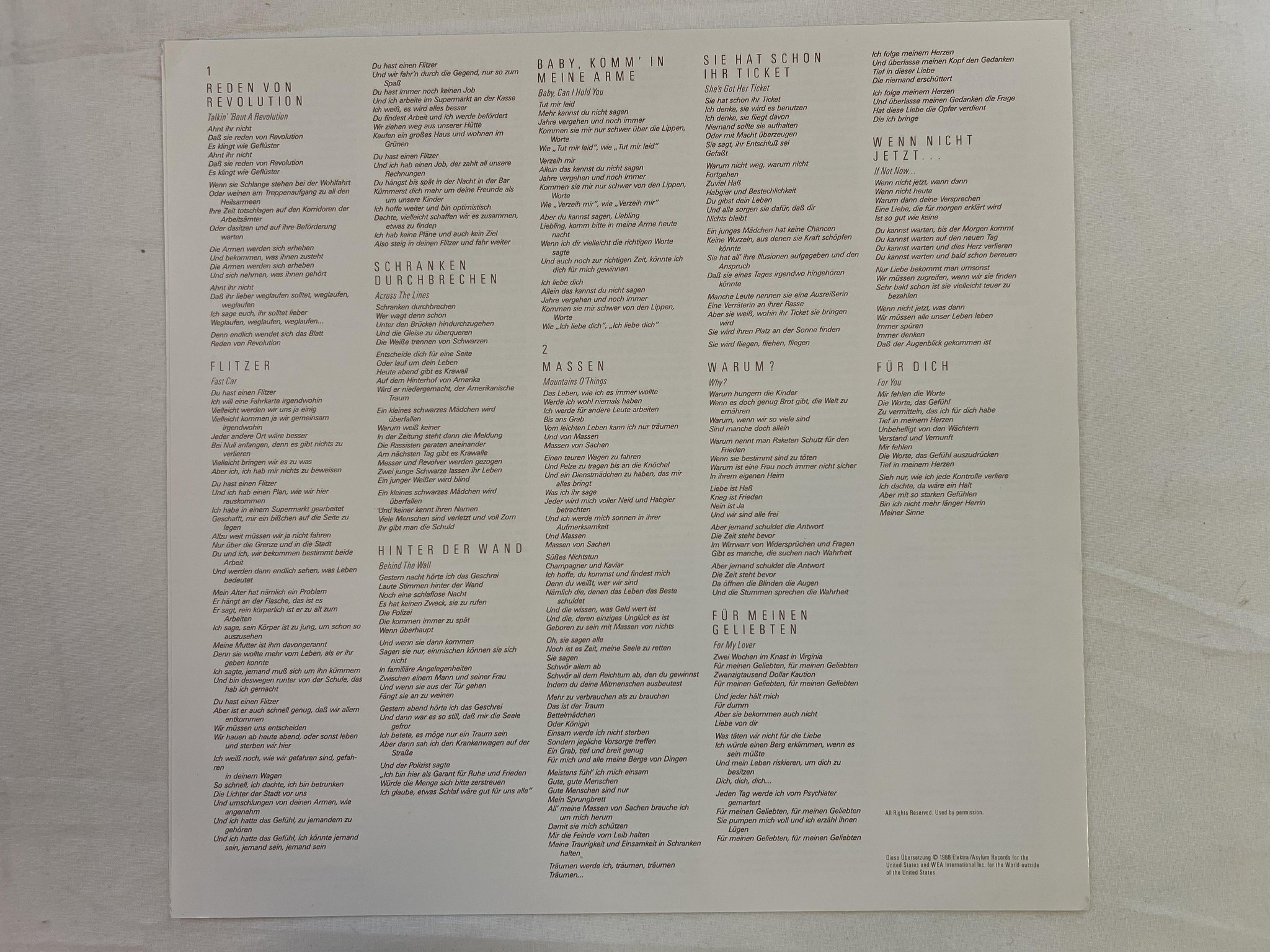 Omslagsbild för skivan TRACY CHAPMAN s/t LP -88 Ger ELEKTRA 960774-1 *** Talkin' bout a revolution ***