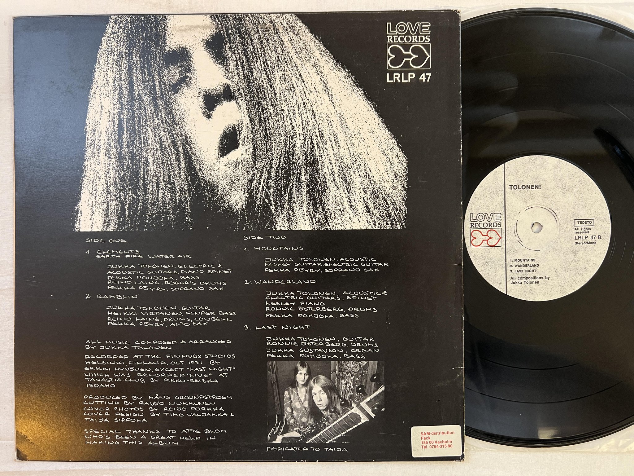 Omslagsbild för skivan JUKKA TOLONEN Tolonen! LP -71 Finland LOVE LRLP 47 ** Jazz Rock **