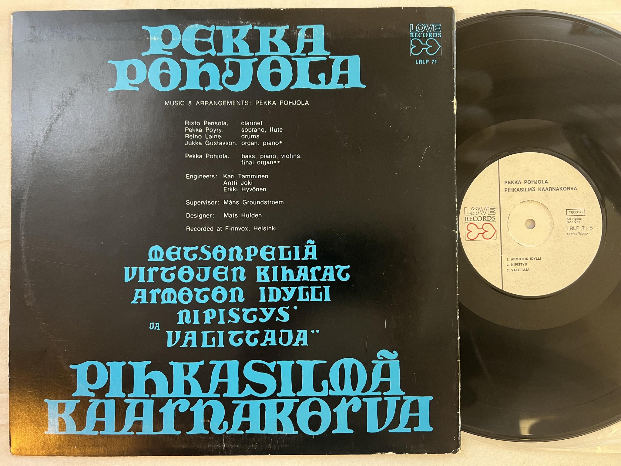 Omslagsbild för skivan PEKKA POHJOLA Pihkasilmä Kaarnakorva LP -72 Finland LOVE LRLP 71 ** jazz rock **