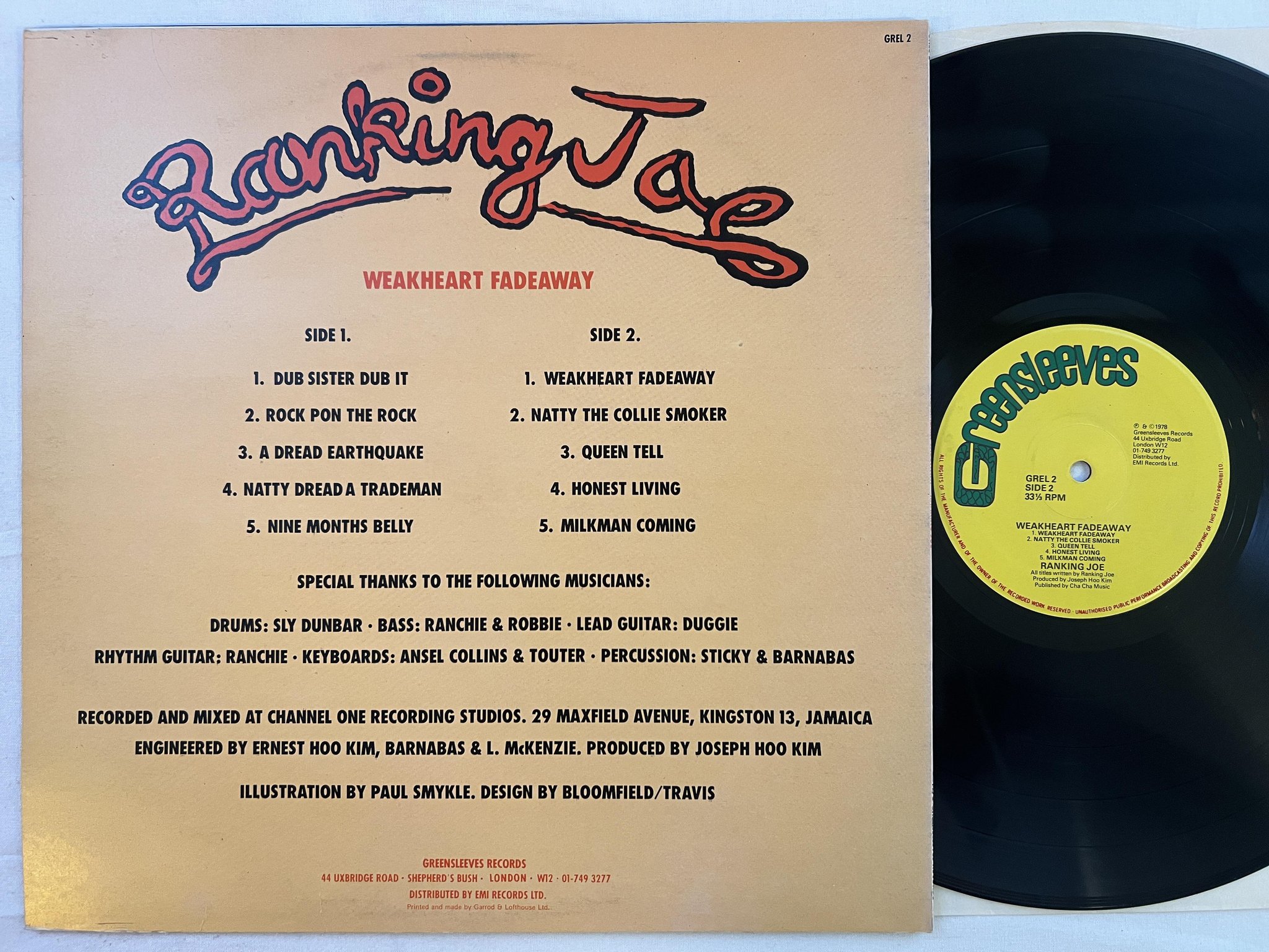 Omslagsbild för skivan RANKING JOE weakheart fadeaway LP -78 UK GREENSLEEVES GREL 2