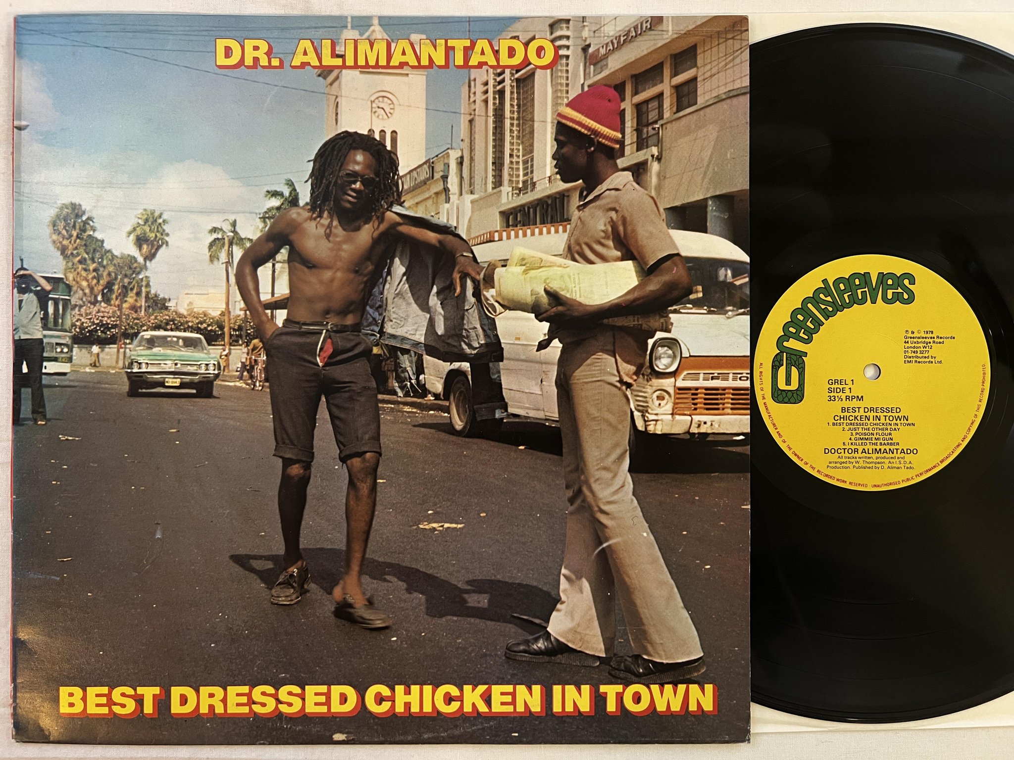 Omslagsbild för skivan DOCTOR ALIMANTADO best dressed chicken in town LP -78 UK GREENSLEEVES GREL 1