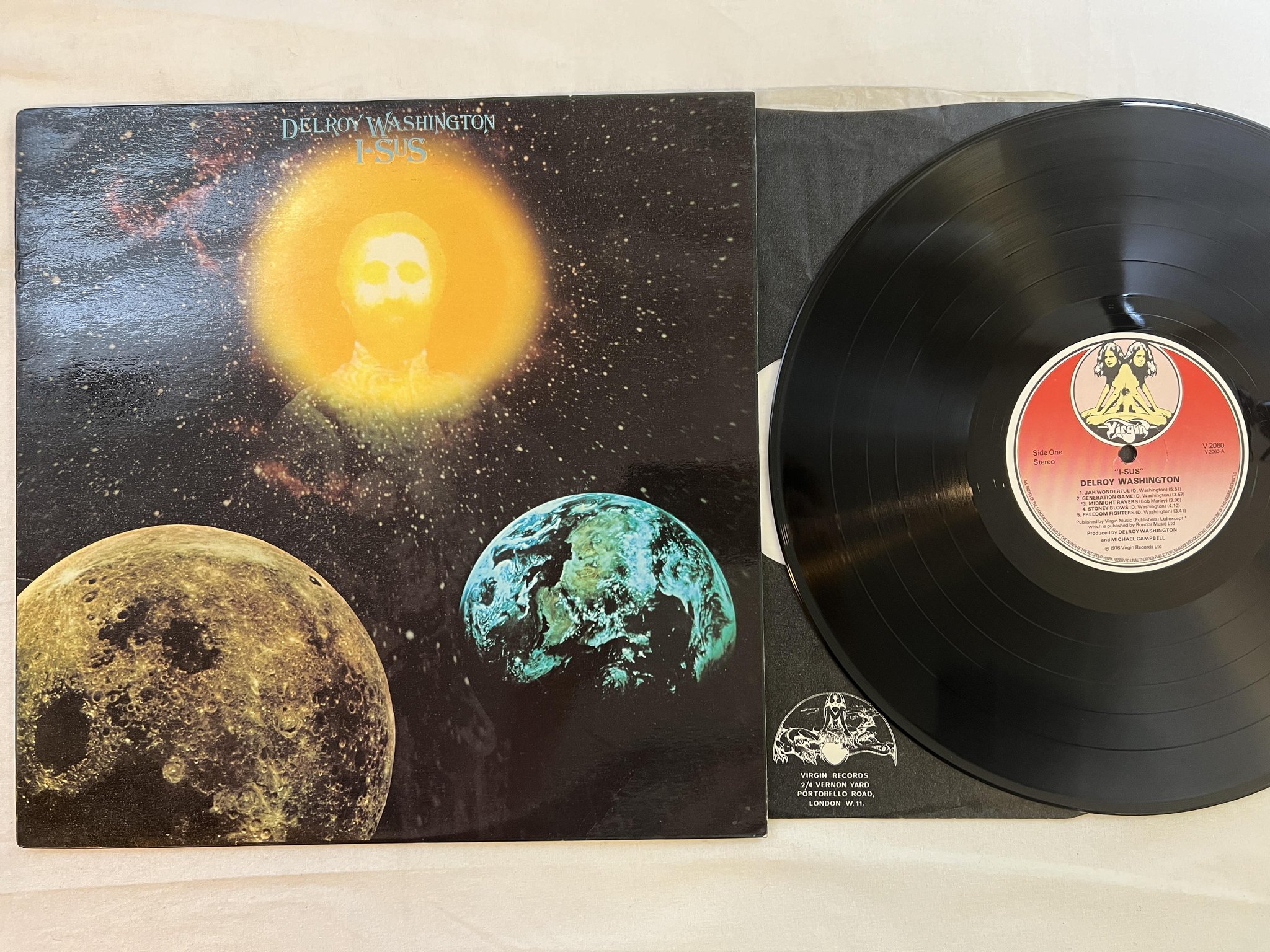 Omslagsbild för skivan DELROY WASHINGTON I-sus LP -76 UK VIRGIN V2060