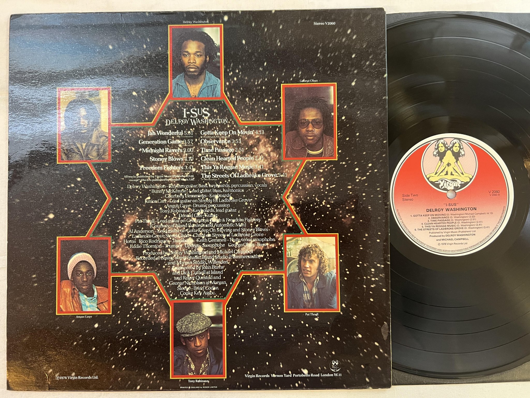 Omslagsbild för skivan DELROY WASHINGTON I-sus LP -76 UK VIRGIN V2060