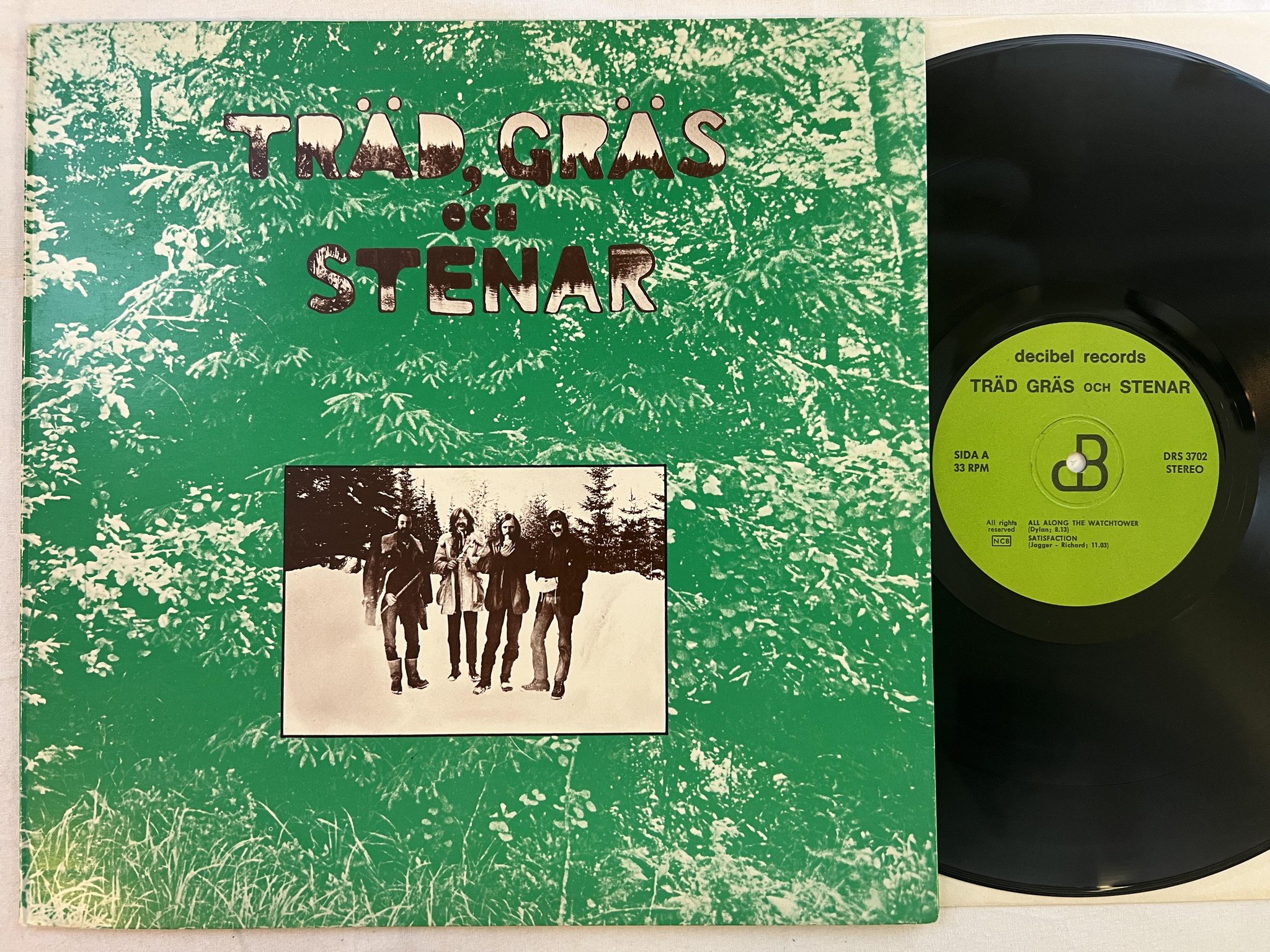 Omslagsbild för skivan TRÄD GRÄS & STENAR s/t LP Swe DECIBEL DRS 3702 *** RARE PSYCH ***
