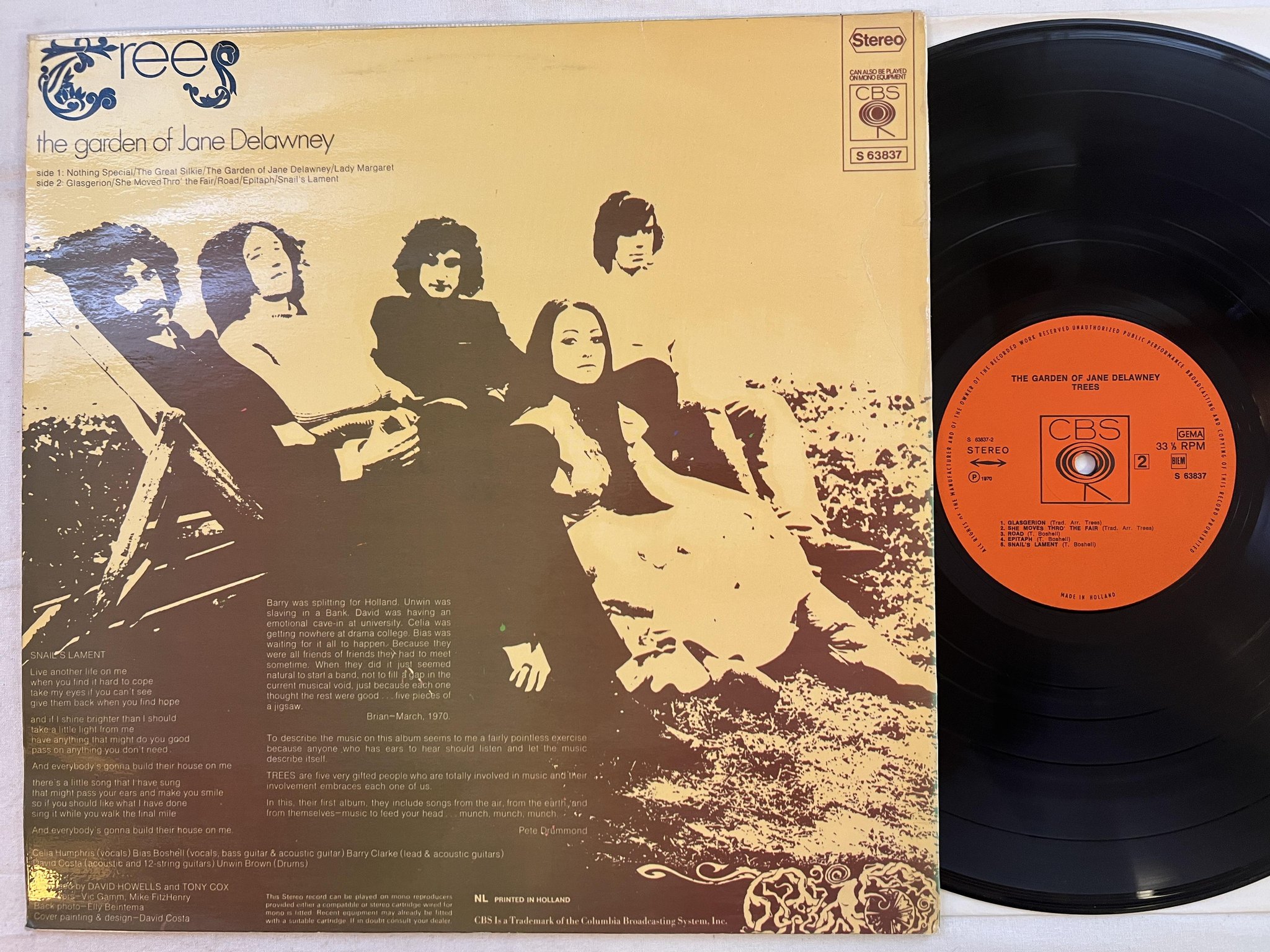 Omslagsbild för skivan TREES The Garden Of Jane Delawney LP -70 Hol CBS S 63837 ** RARE FOLK **