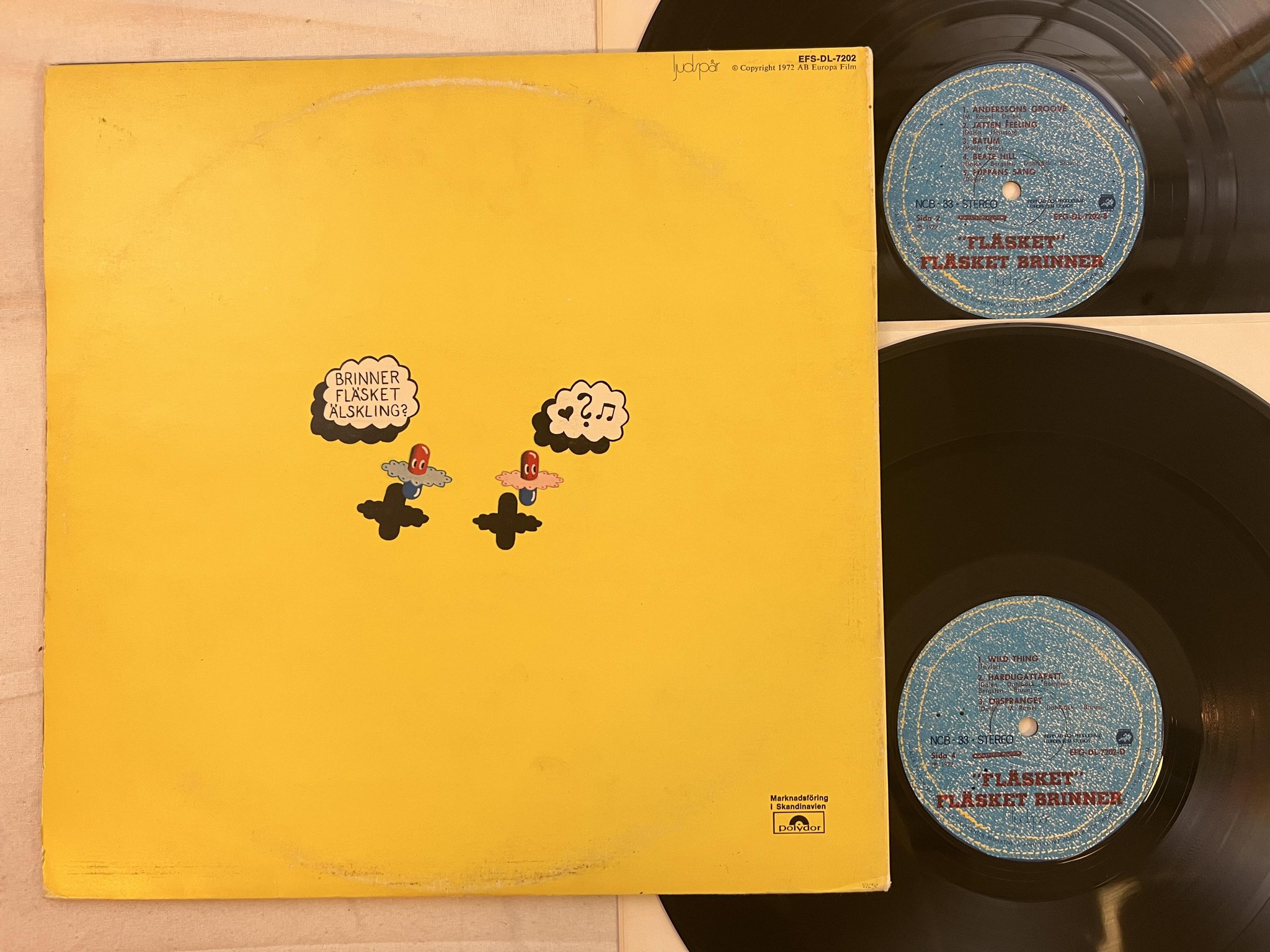 Omslagsbild för skivan FLÄSKET BRINNER fläsket 2xLP -72 Swe LJUDSPÅR EFG-DL-7202 *** PROG JAZZ ***