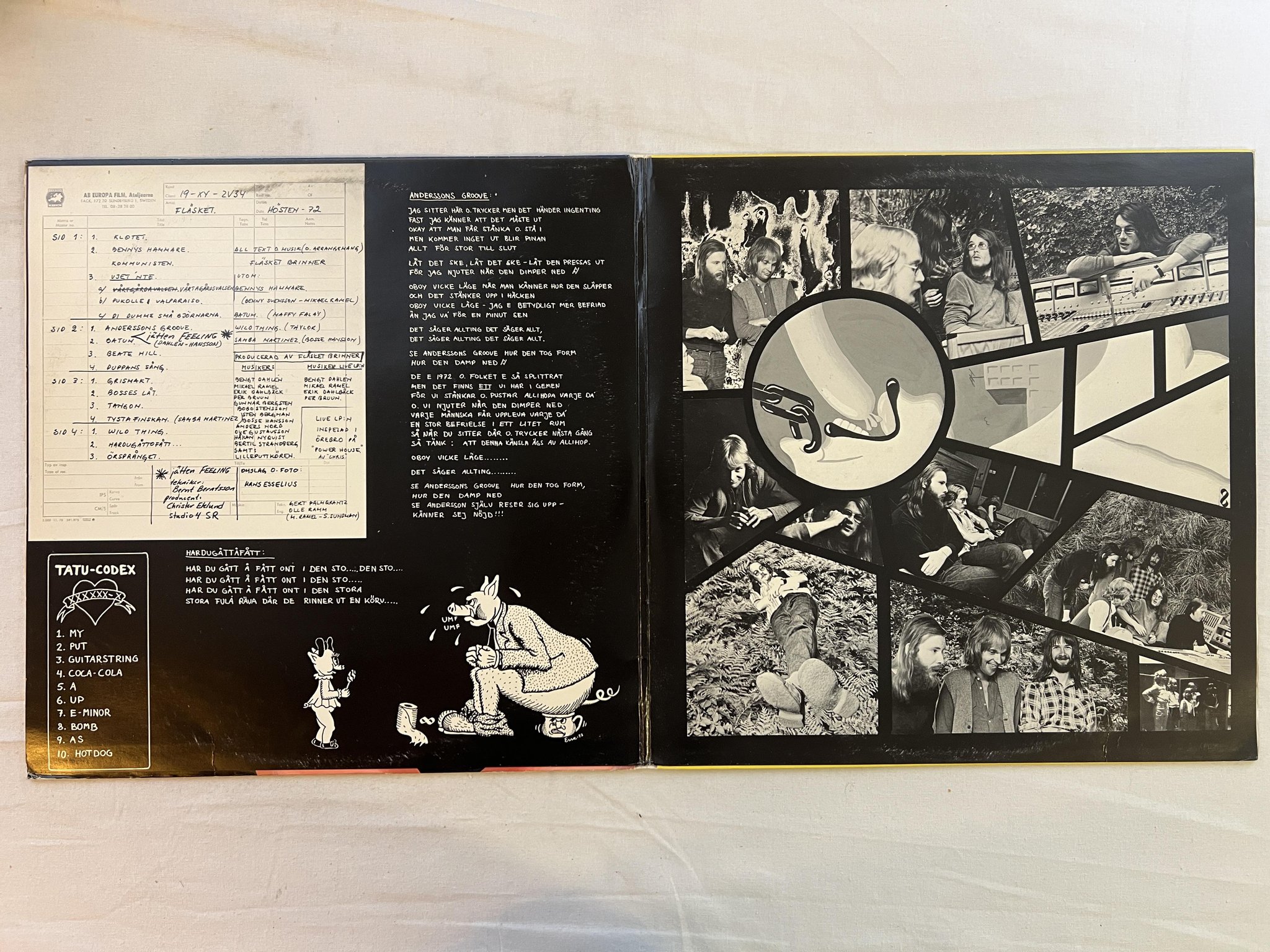 Omslagsbild för skivan FLÄSKET BRINNER fläsket 2xLP -72 Swe LJUDSPÅR EFG-DL-7202 *** PROG JAZZ ***