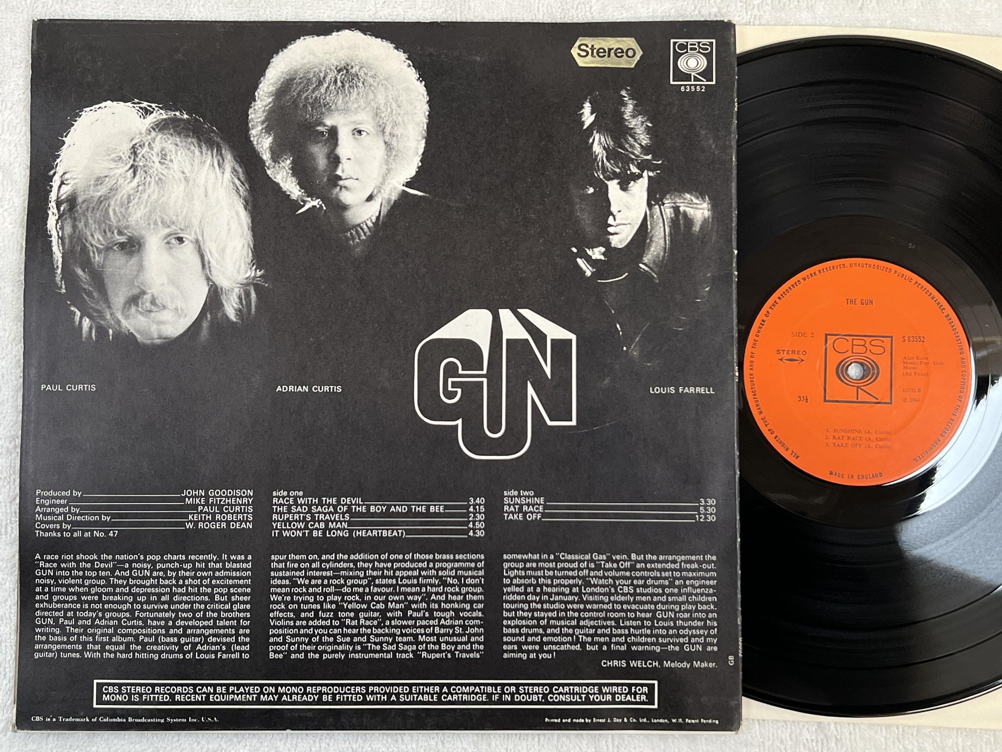 Omslagsbild för skivan THE GUN s/t LP -68 UK CBS S 63552 *** PSYCH ROCK ***