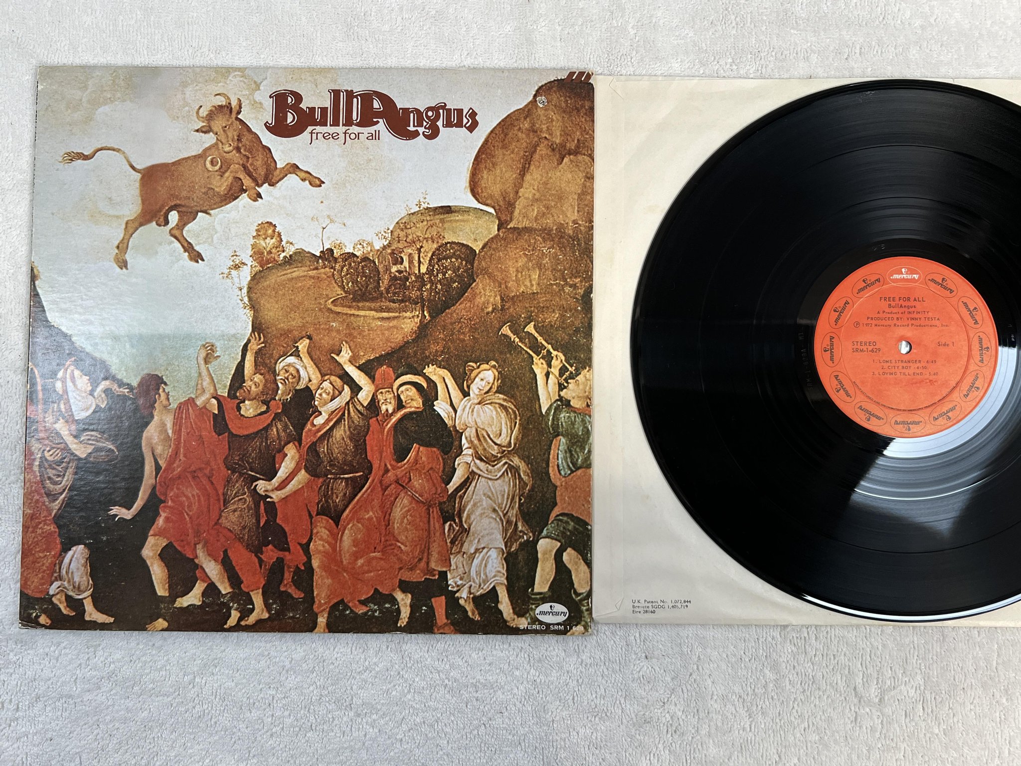 Omslagsbild för skivan BULLANGUS free for all LP -72 US MERCURY SRM-1-629 *** rare hard rock ***