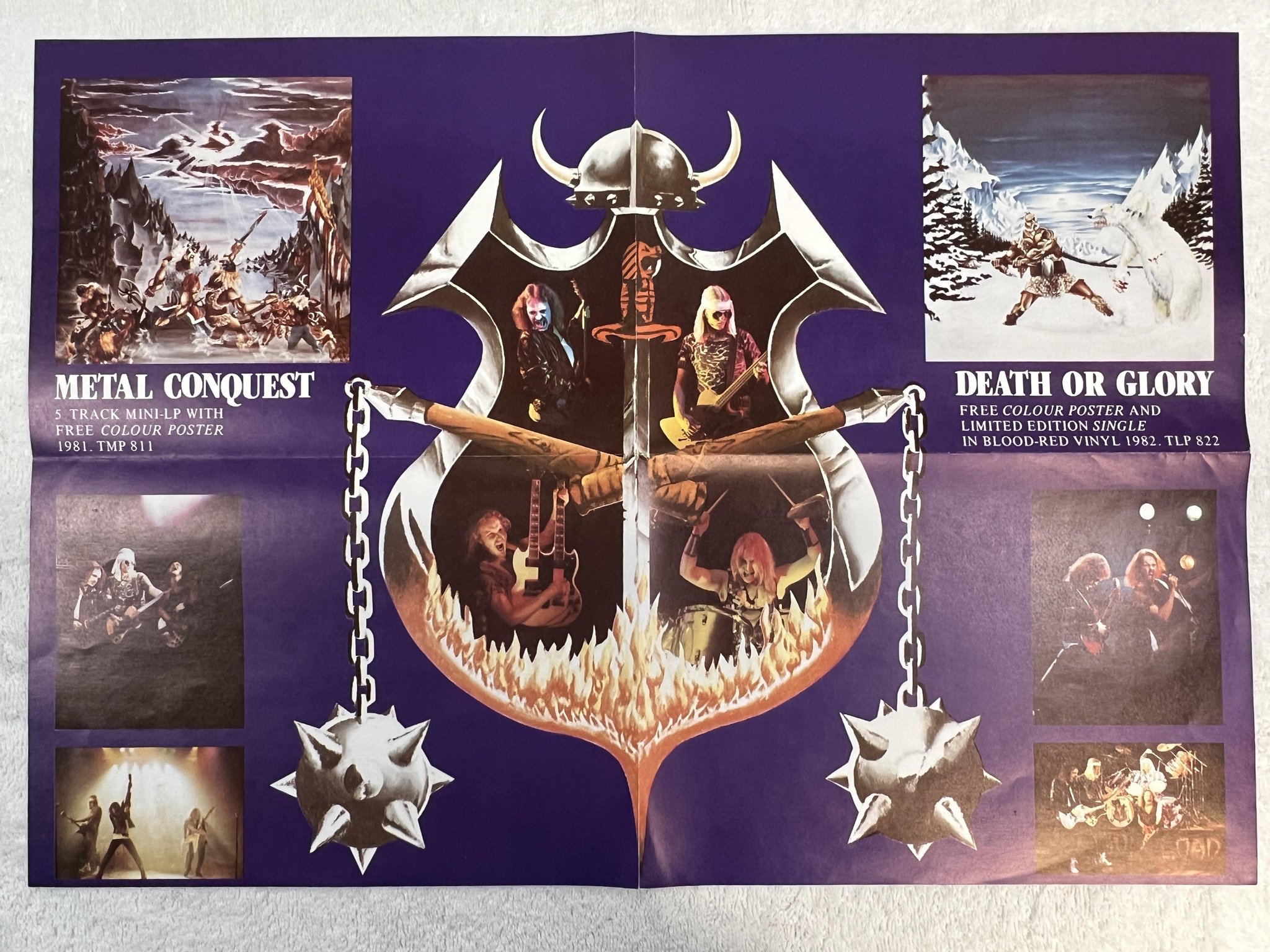 Omslagsbild för skivan HEAVY LOAD death and glory LP -82 Swe THUNDERLOAD TLP 822 *** w/ poster ***