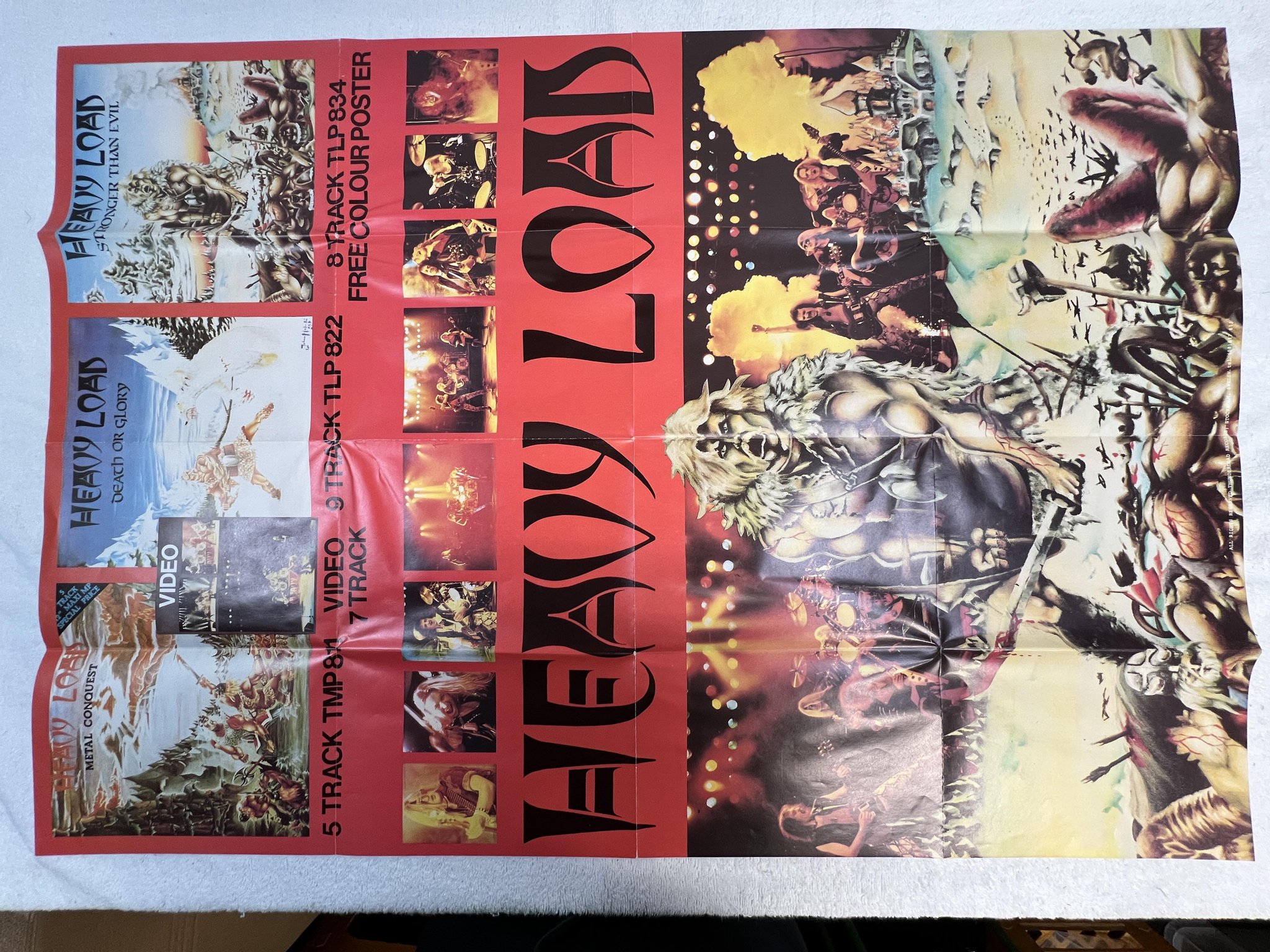 Omslagsbild för skivan HEAVY LOAD Stronger Than Evil LP -83 Swe THUNDERLOAD TLP 834 *** POSTER ***