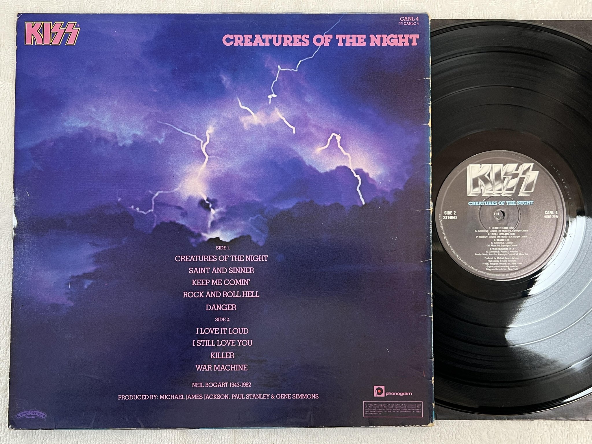 Omslagsbild för skivan KISS creatures in the night LP -82 UK CASABLANCA CANL 4