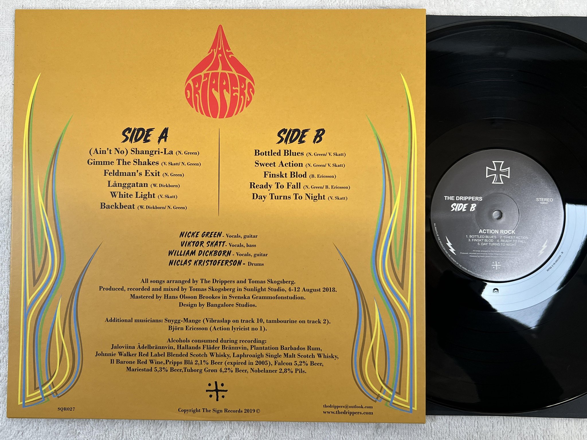 Omslagsbild för skivan THE DRIPPERS Action Rock LP 2019 Swe THE SIGN SQR027