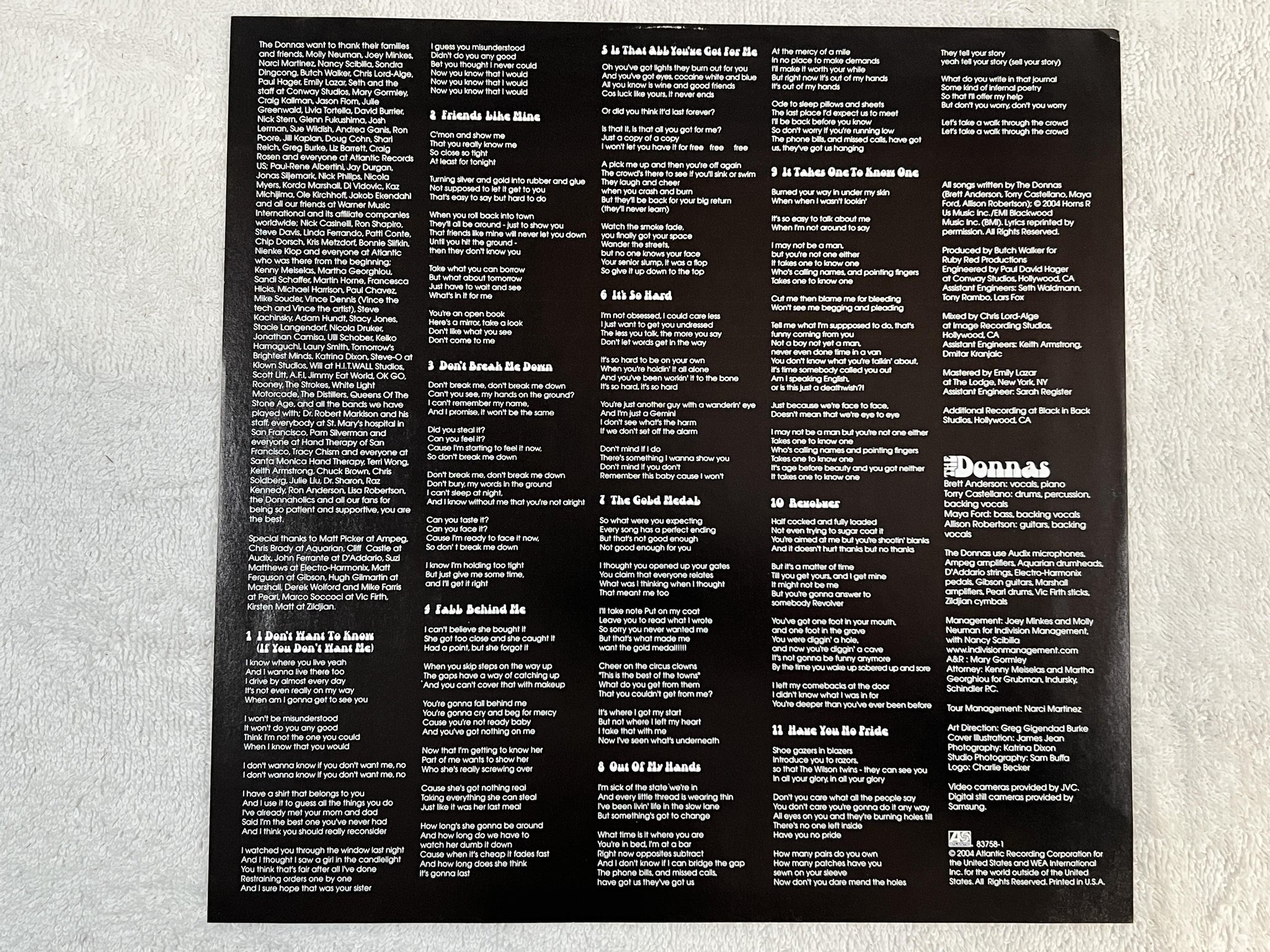 Omslagsbild för skivan THE DONNA gold medal LP 2004 US ATLANTIC 83758-1 *** R A R E ***