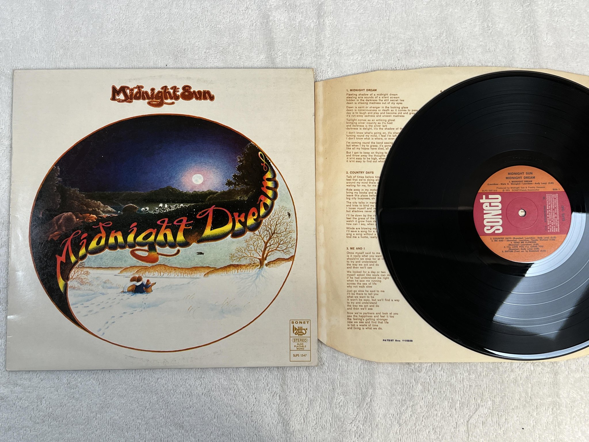 Omslagsbild för skivan MIDNIGHT SUN Midnight Dream LP -74 Denmark SONET SLPS 1547 *** RARE PROG ***