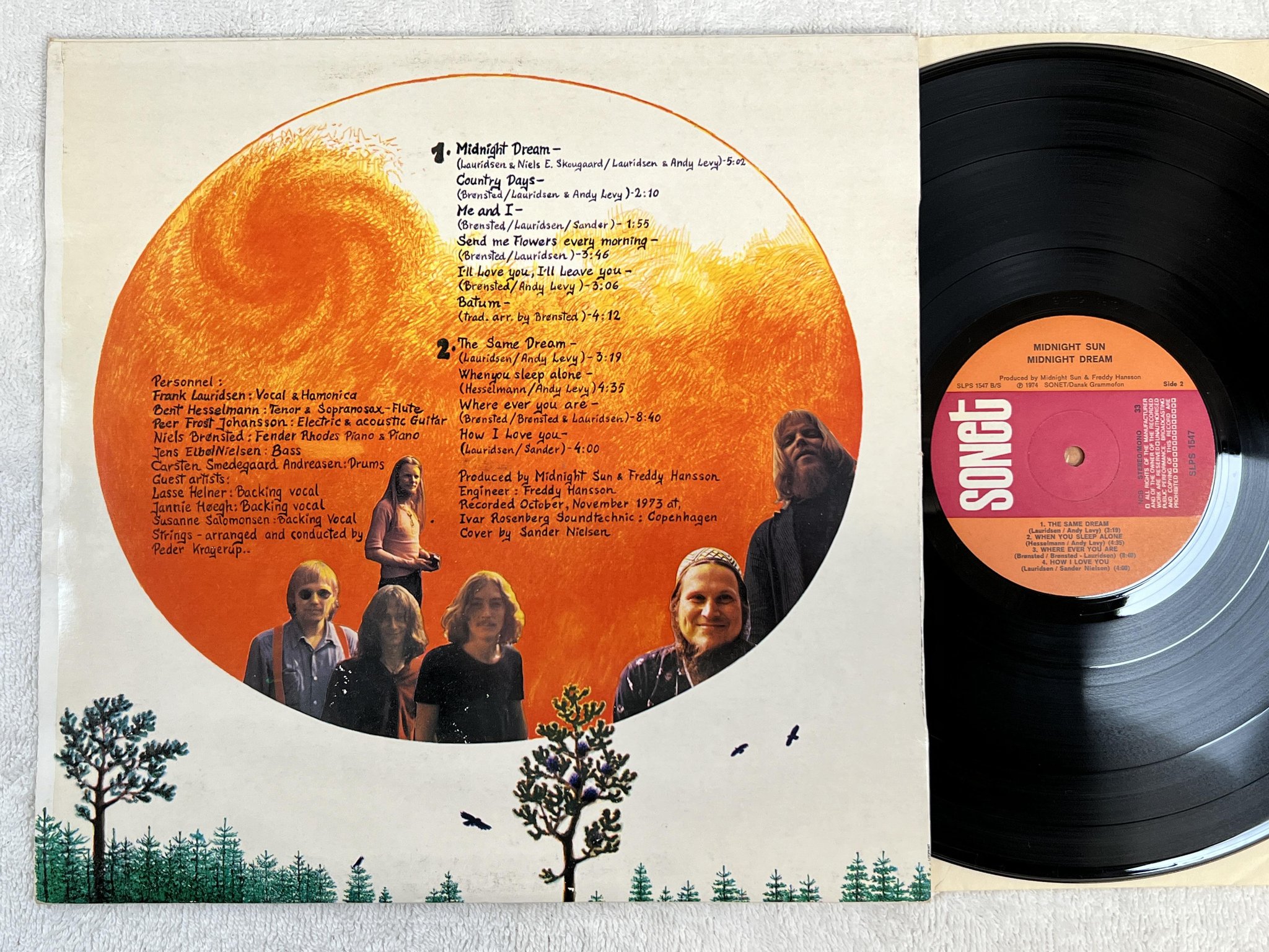 Omslagsbild för skivan MIDNIGHT SUN Midnight Dream LP -74 Denmark SONET SLPS 1547 *** RARE PROG ***