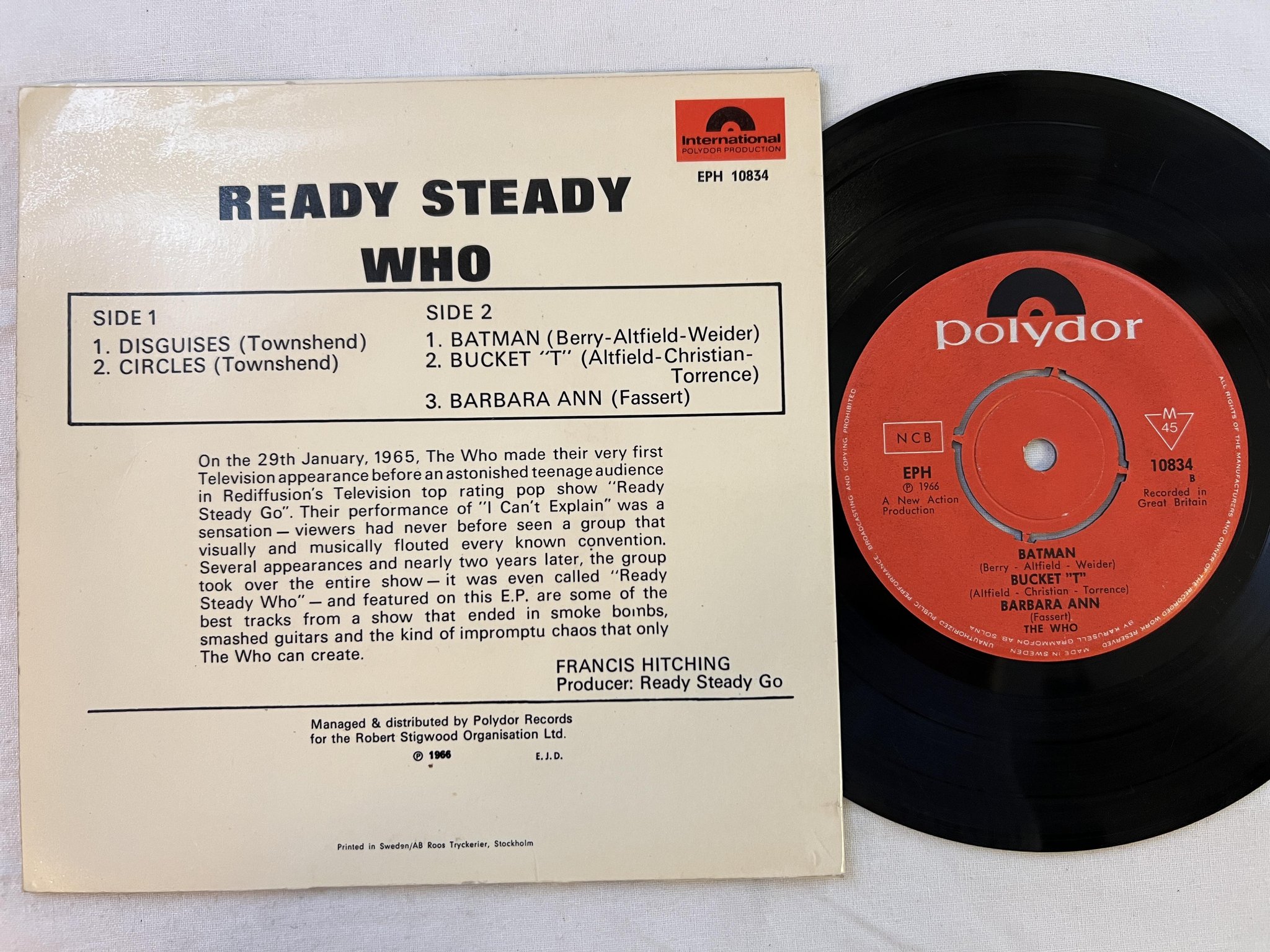 Omslagsbild för skivan THE WHO Ready Steady Who 7"ep -66 Swe POLYDOR EPH 10834