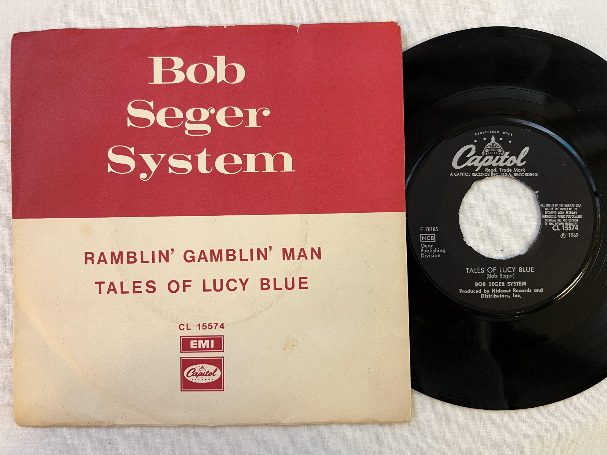 Omslagsbild för skivan BOB SEGER SYSTEM Ramblin' Gamblin' Man 7" -69 Swe CAPITOL CL 15574 ** RARE **