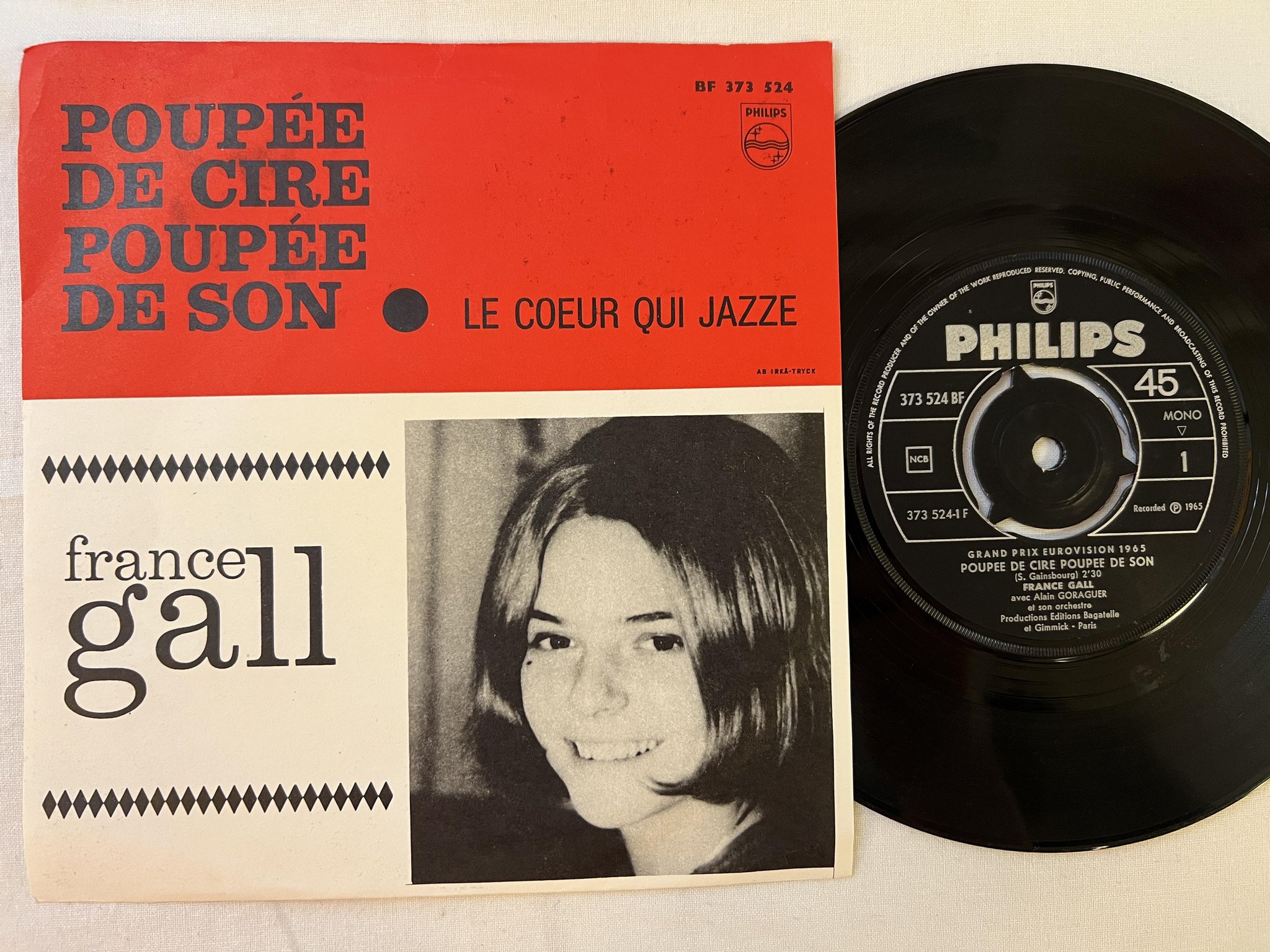 Omslagsbild för skivan FRANCE GALL Poupée De Cire Poupée De Son 7" -65 ncb PHILIPS 373524 BF