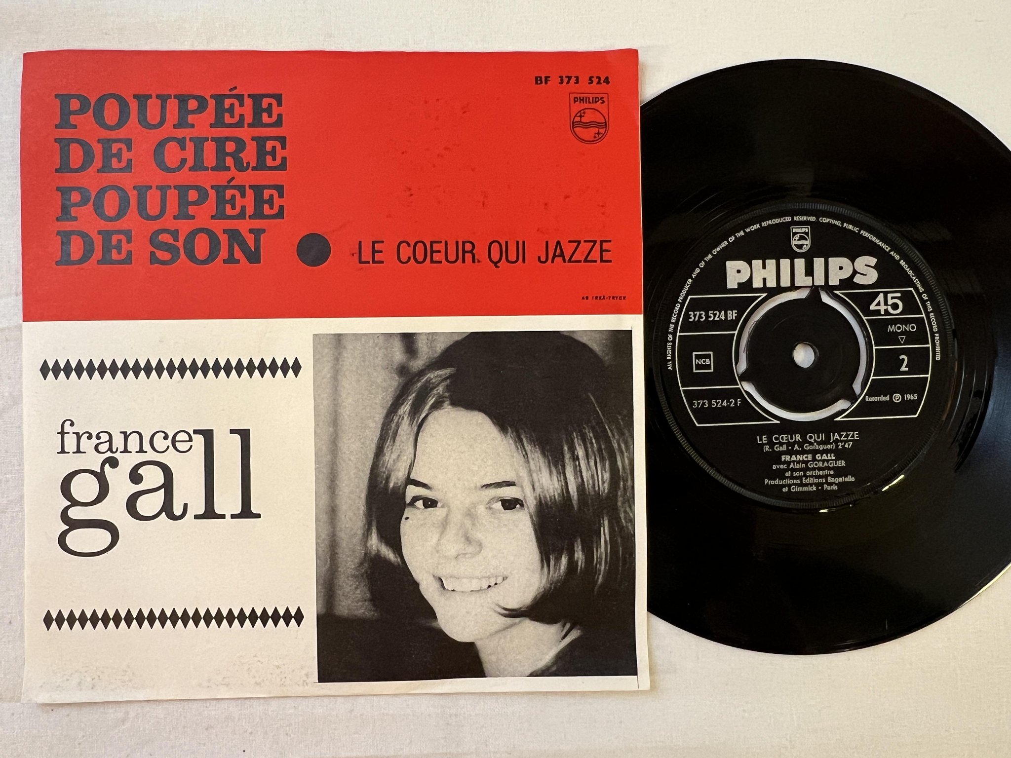 Omslagsbild för skivan FRANCE GALL Poupée De Cire Poupée De Son 7" -65 ncb PHILIPS 373524 BF